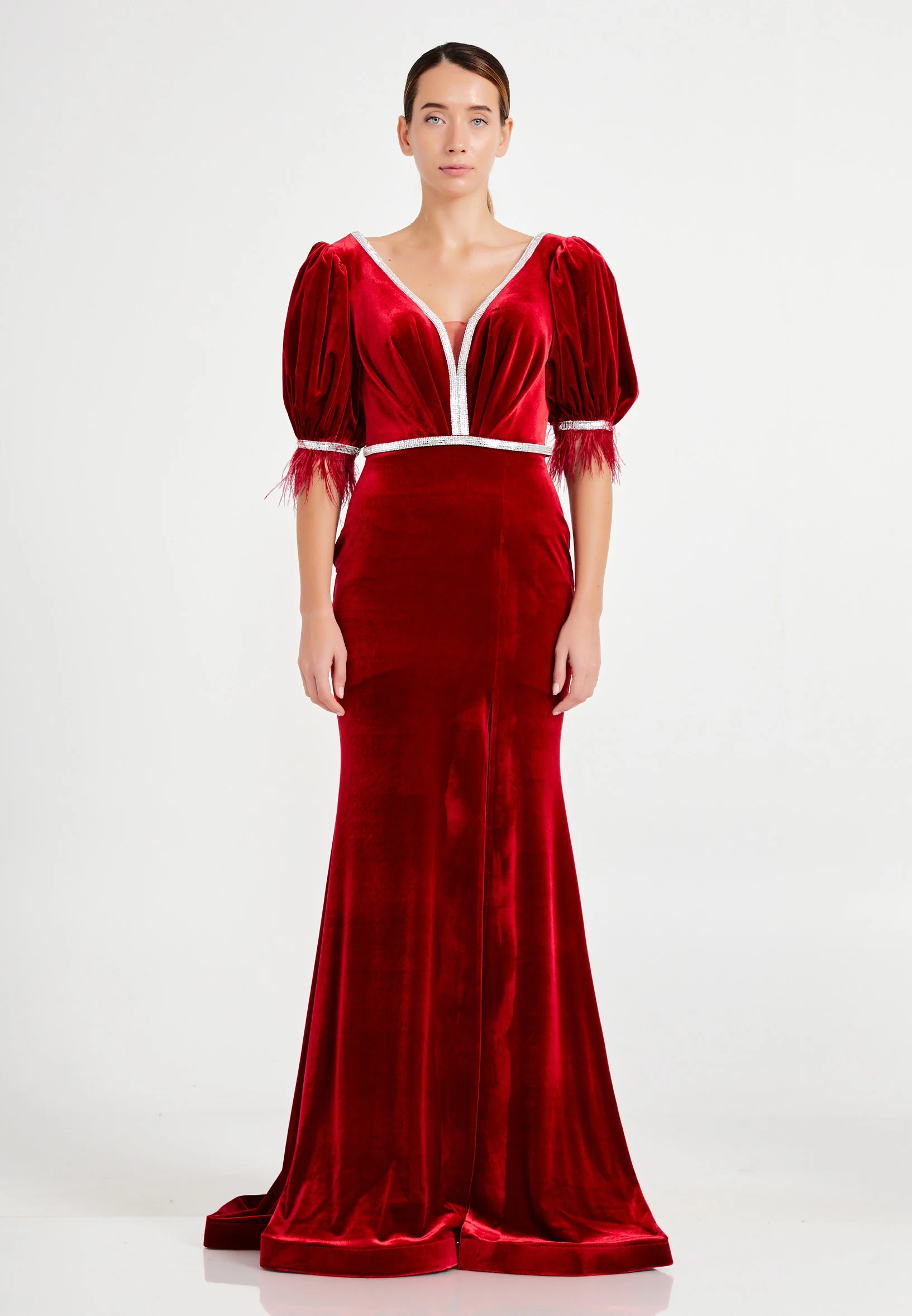 Mid-Length Maxi Velvet Mermaid Regular Evening Dress dkl652