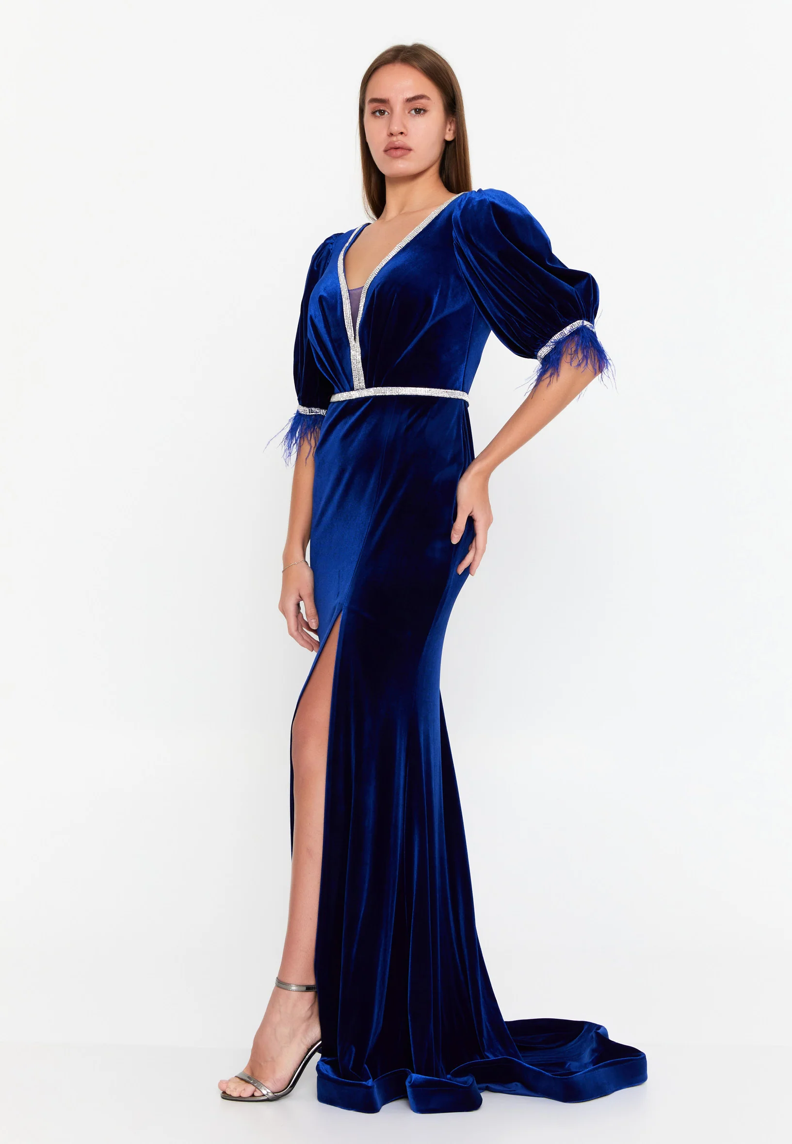 Mid-Length Maxi Velvet Mermaid Regular Evening Dress dkl652 - Image 6