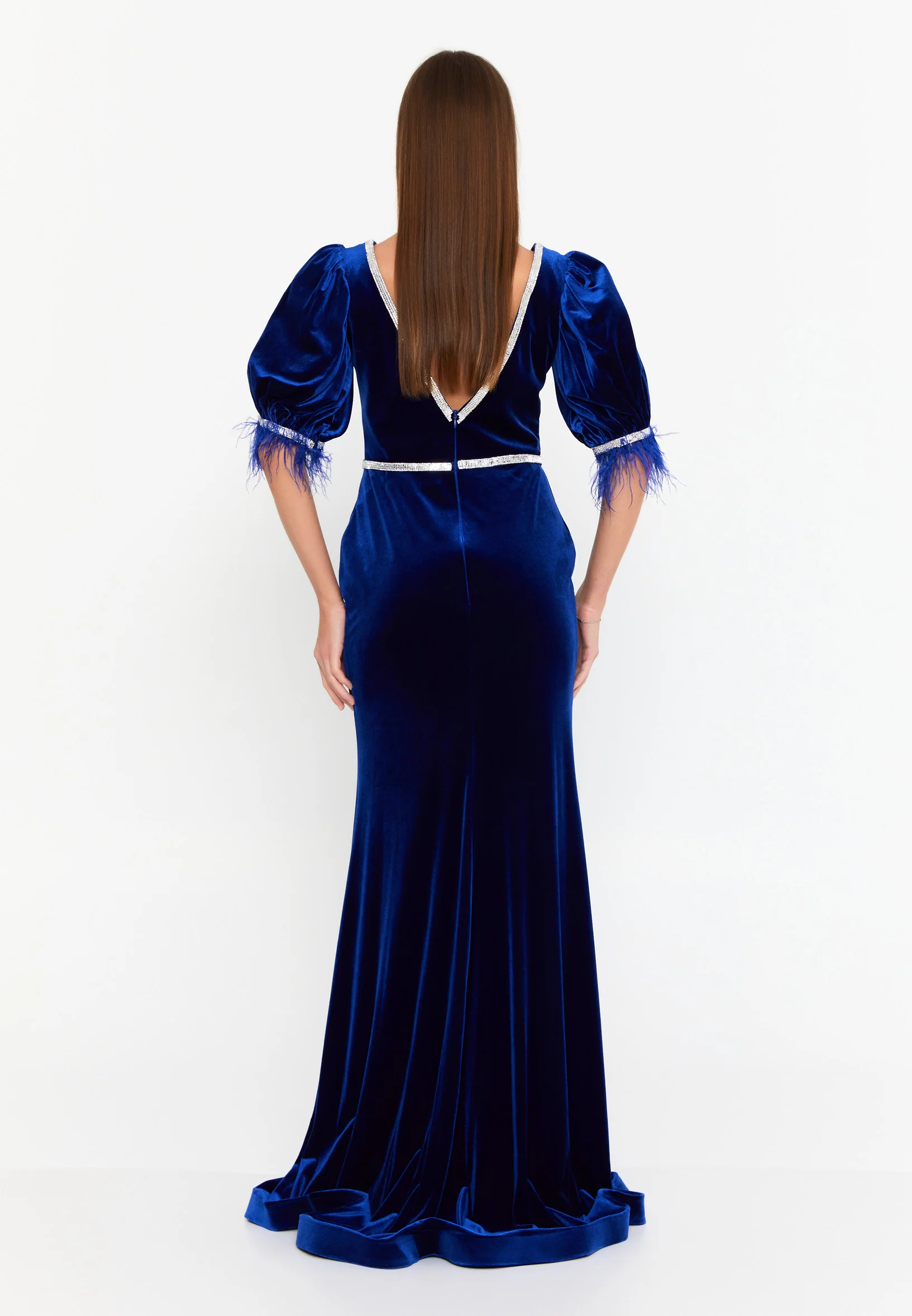 Mid-Length Maxi Velvet Mermaid Regular Evening Dress dkl652 - Image 7
