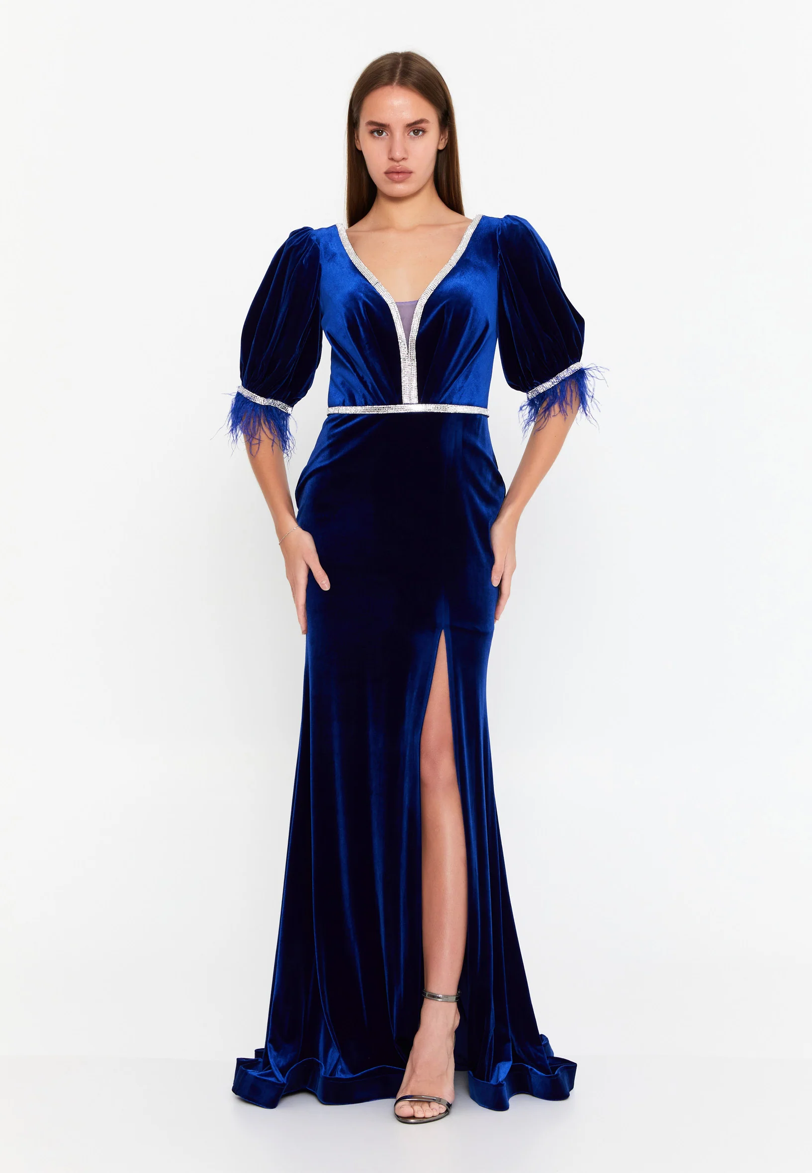 Mid-Length Maxi Velvet Mermaid Regular Evening Dress dkl652 - Image 8