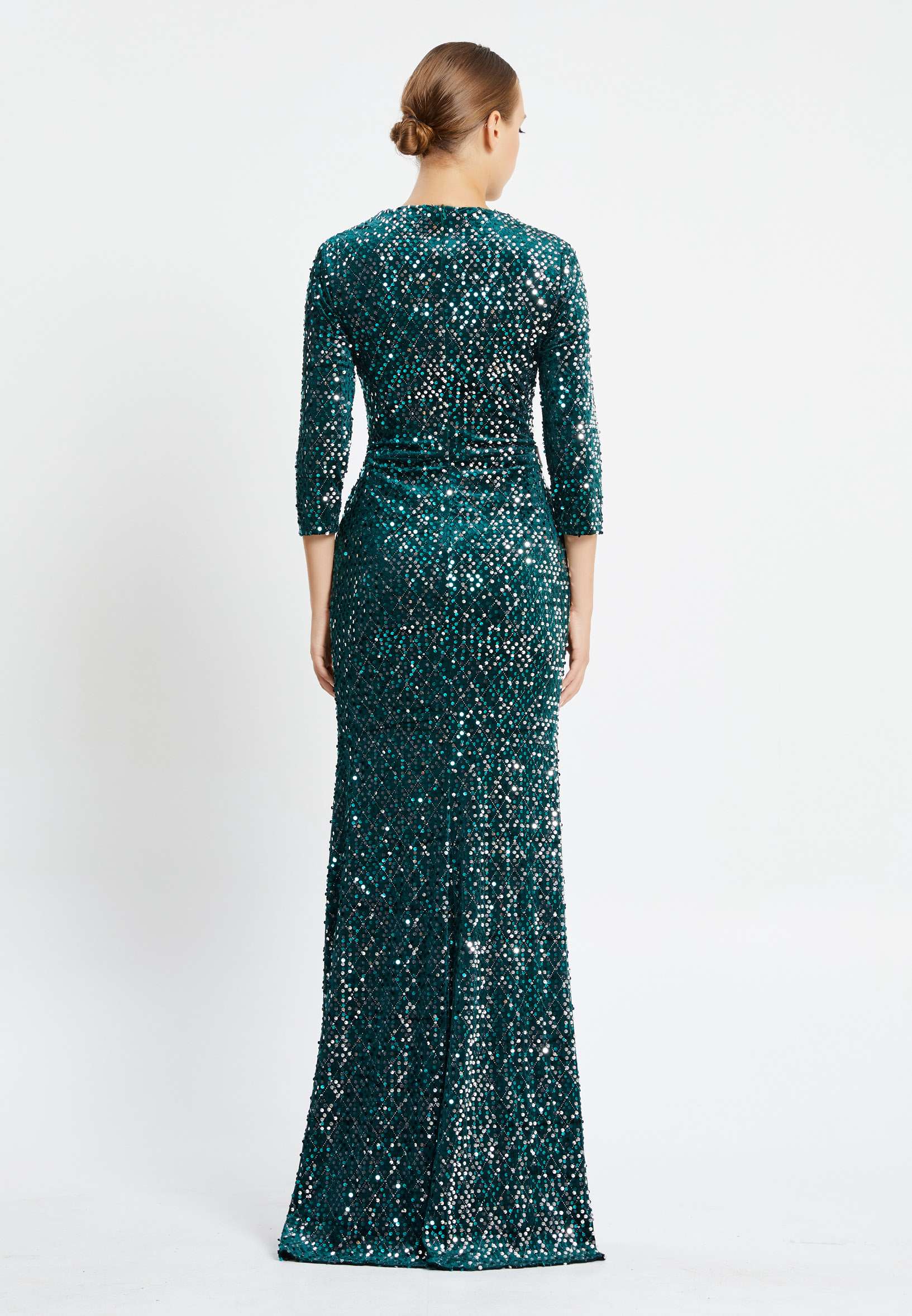 Mid-Length Maxi Velvet Mermaid Regular Evening Dress pnl6918 - Image 6
