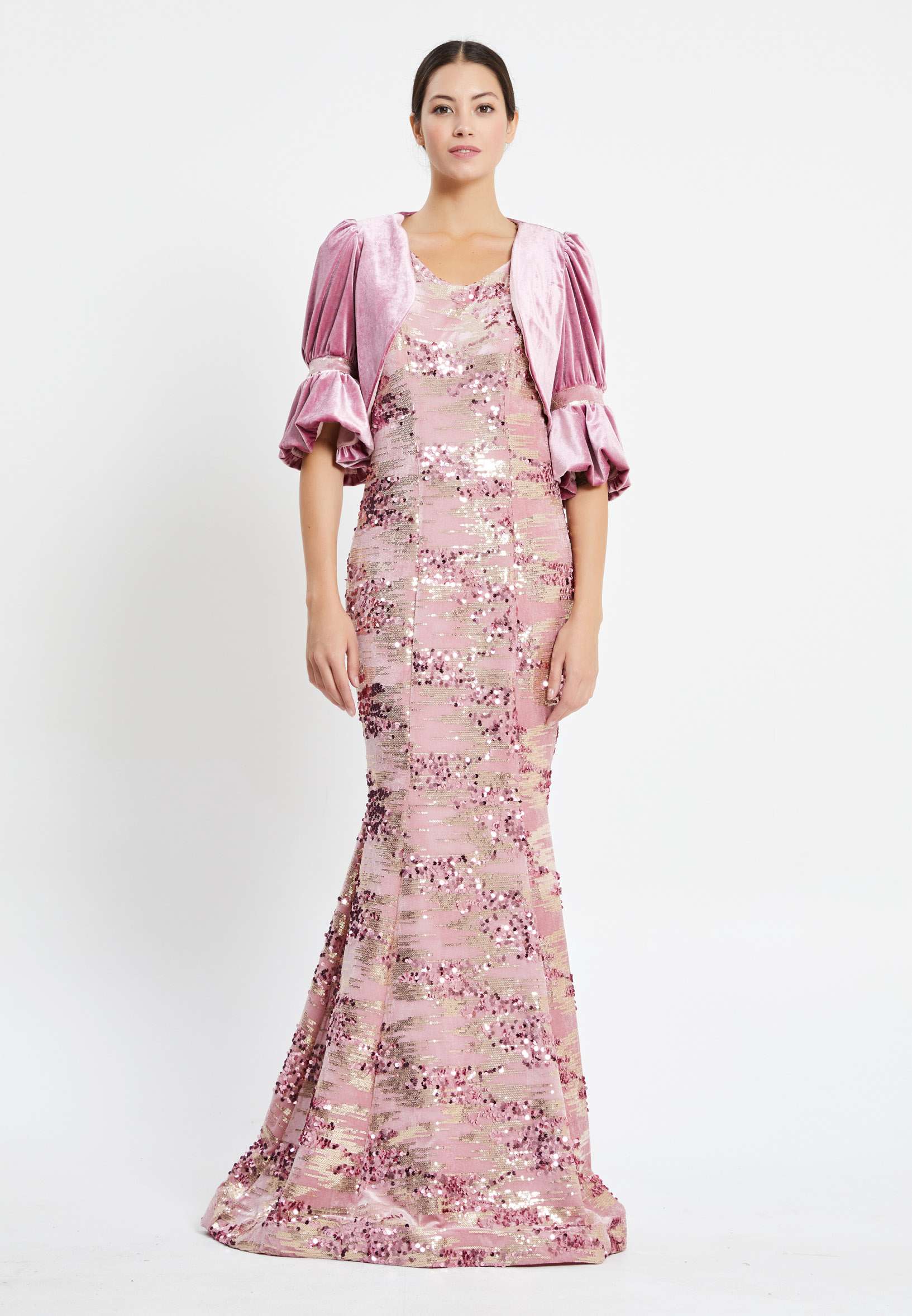 Mid-Length Maxi Velvet Mermaid Regular Evening Dress pnl6921 - Image 25