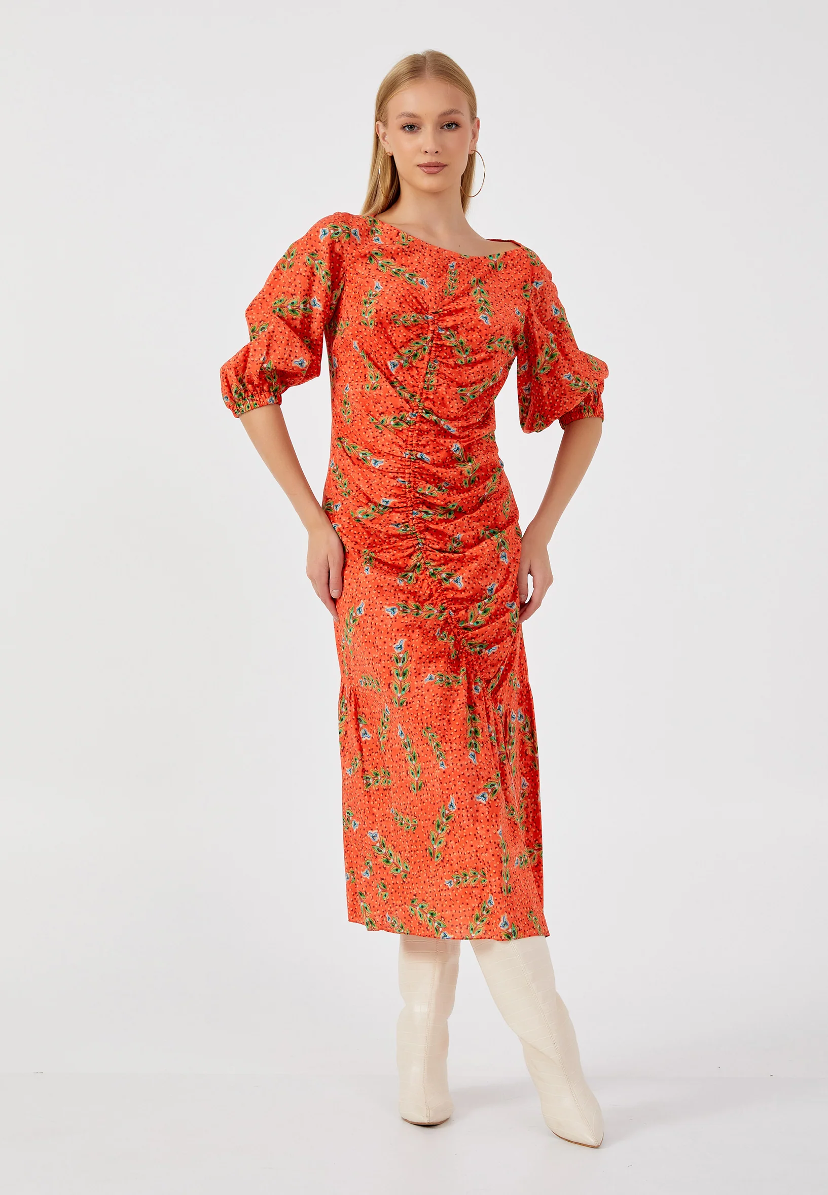 Mid-Length Midi Chiffon Column Regular Casual Dress kmy24y40428