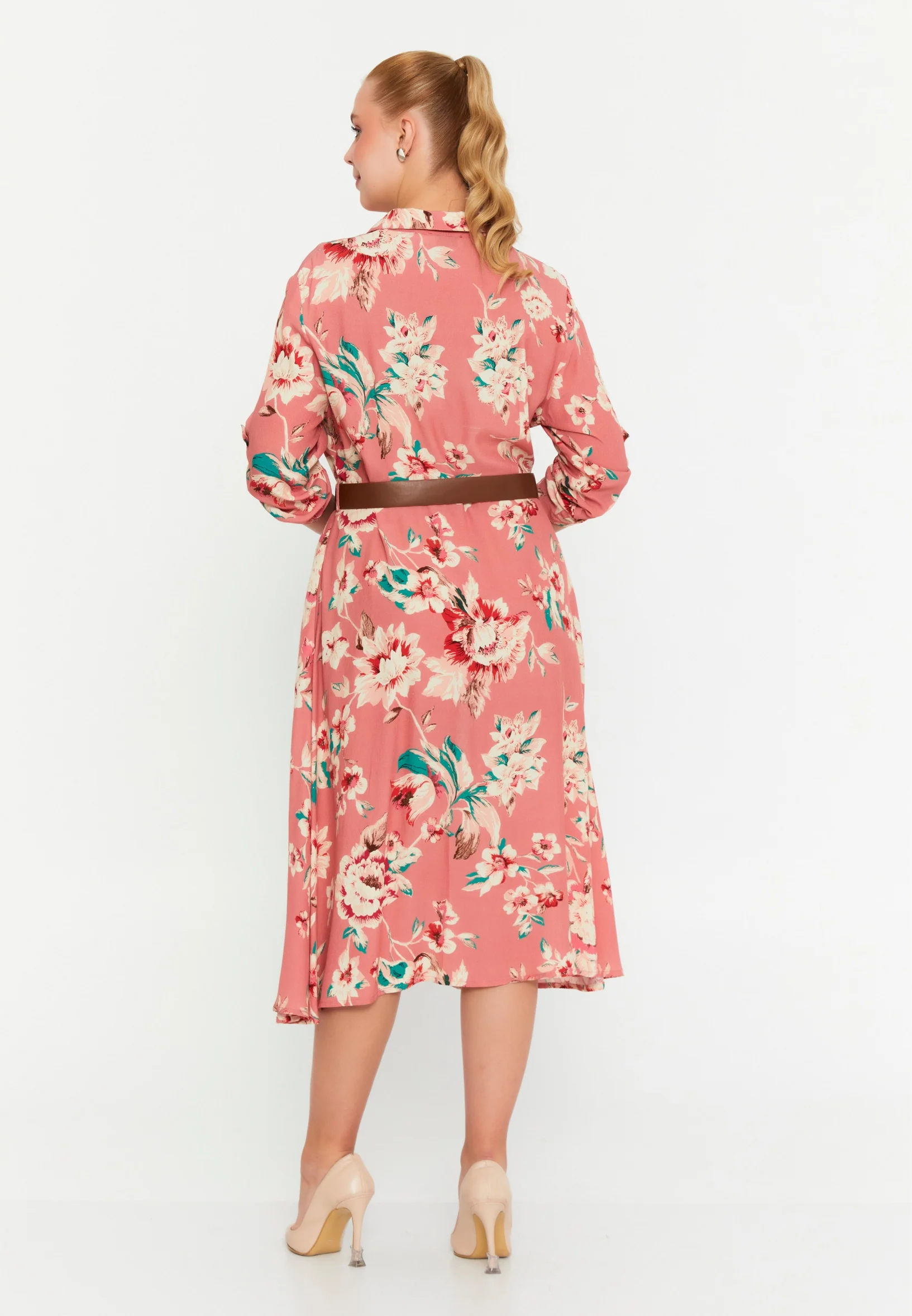 Mid-Length Midi Crepe A - Line Plus Size Casual Dress l2l2e31-b - Image 2