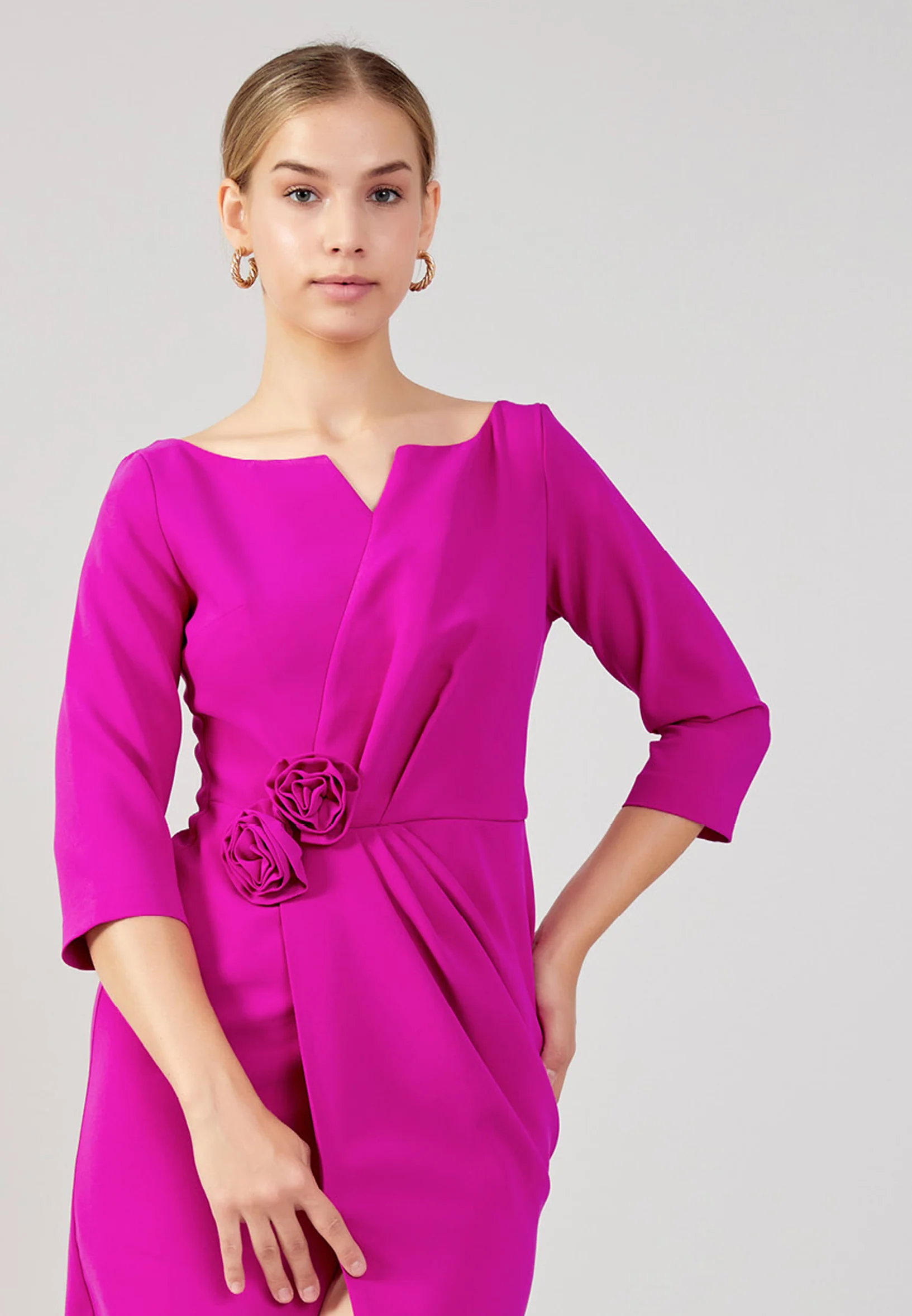 Mid-Length Midi Crepe Column Plus Size Evening Dress aja3700 - Image 8