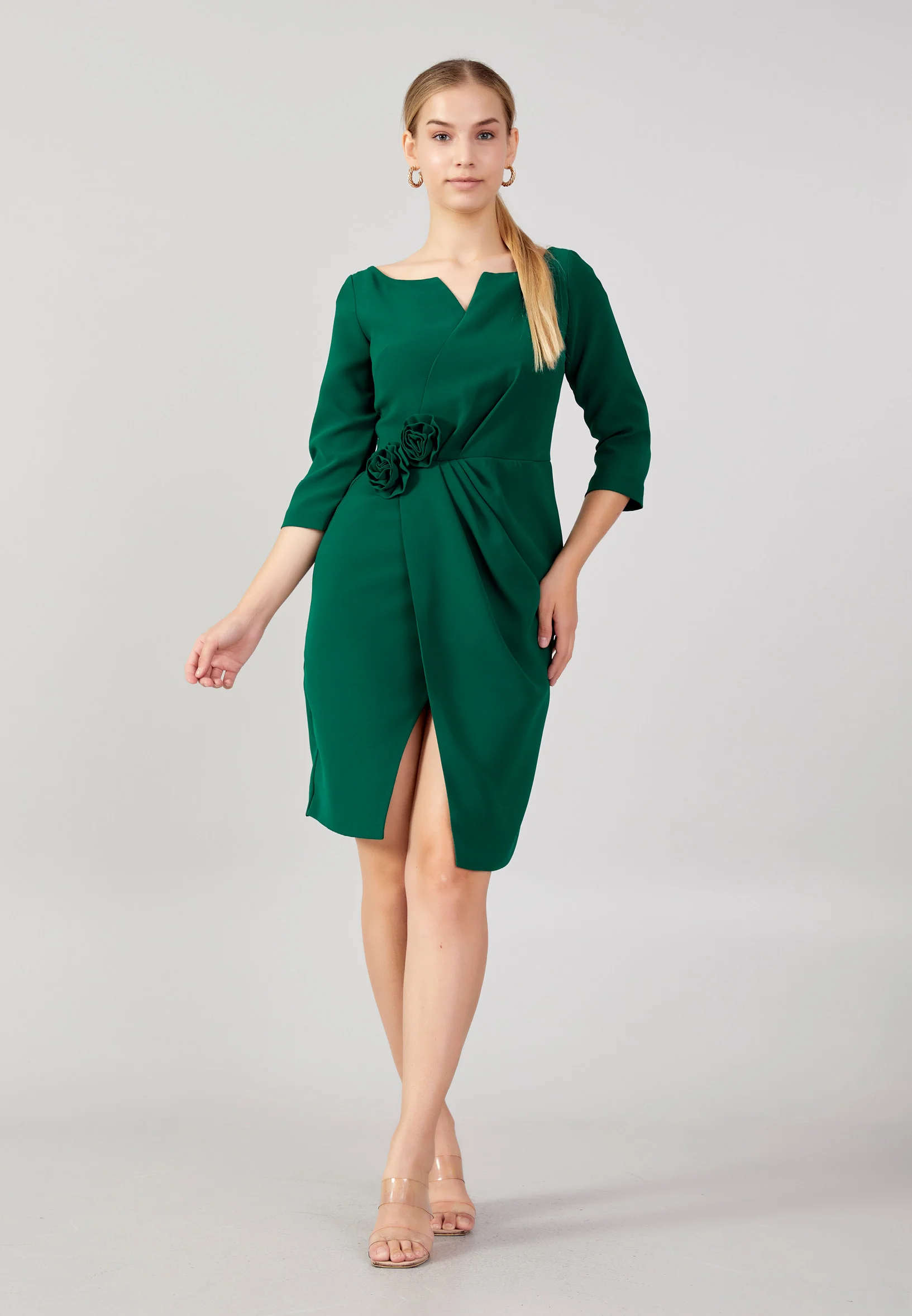 Mid-Length Midi Crepe Column Plus Size Evening Dress aja3700 - Image 9