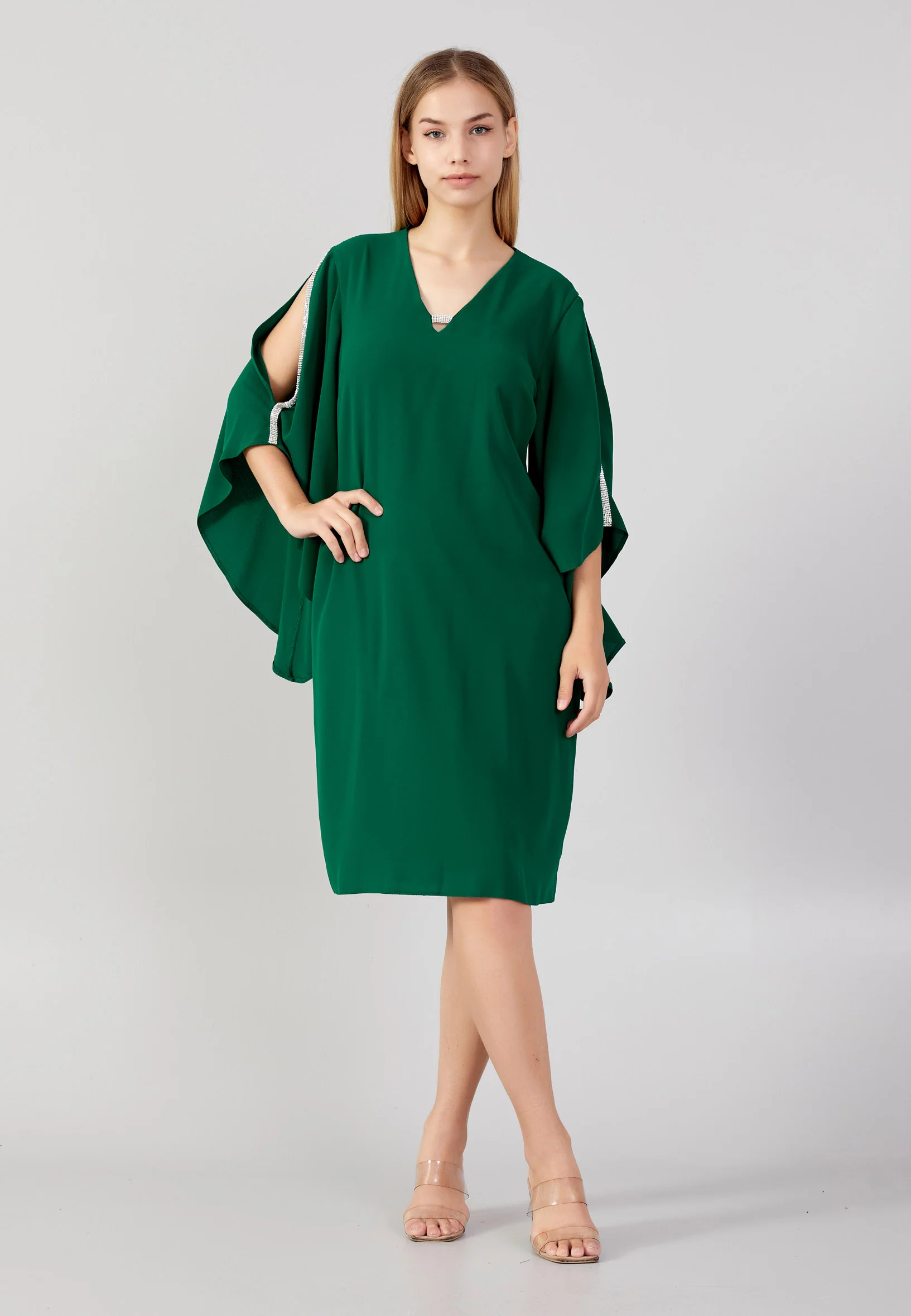 Mid-Length Midi Crepe Column Plus Size Evening Dress jnm23-361-b - Image 13
