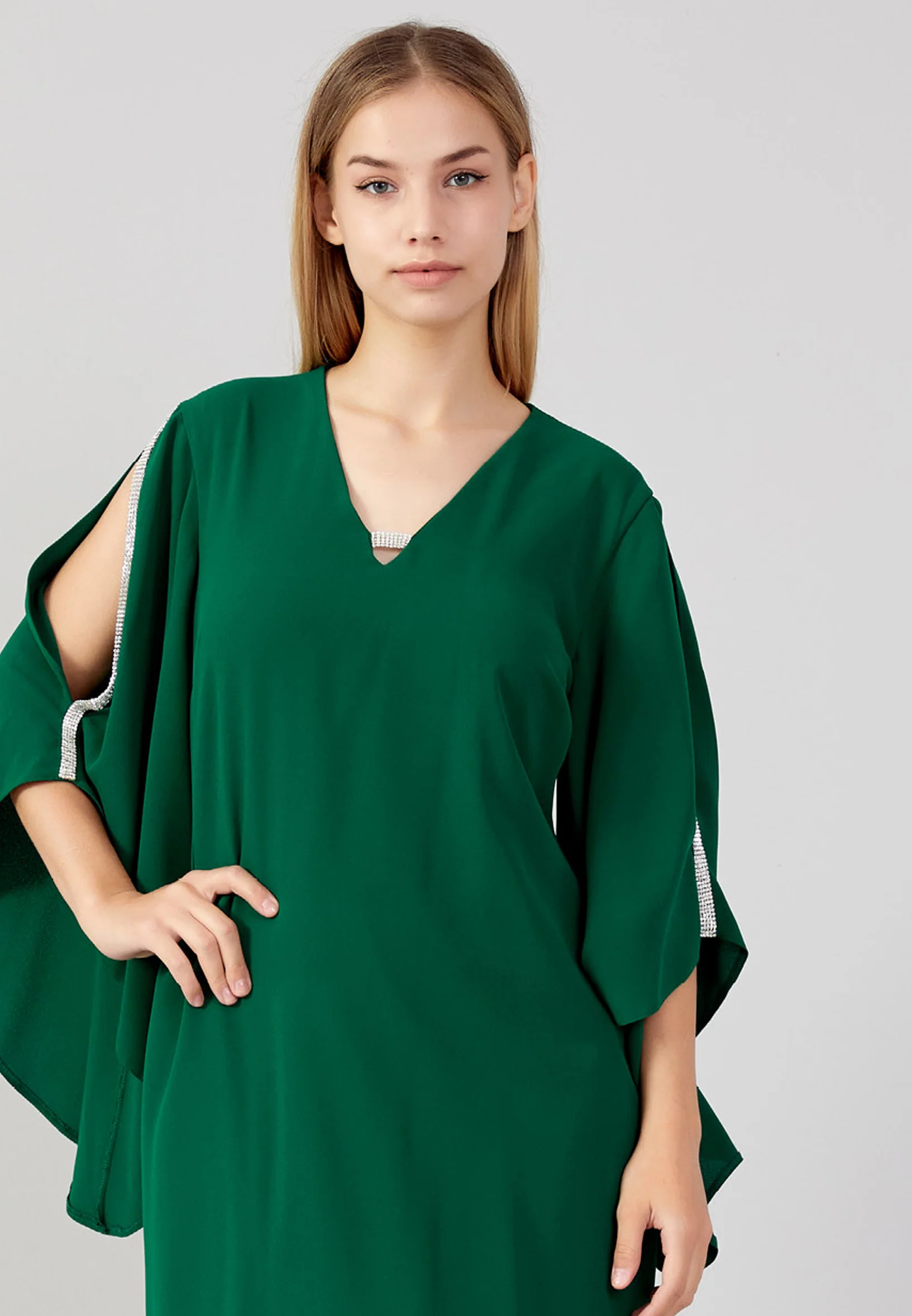 Mid-Length Midi Crepe Column Plus Size Evening Dress jnm23-361-b - Image 16