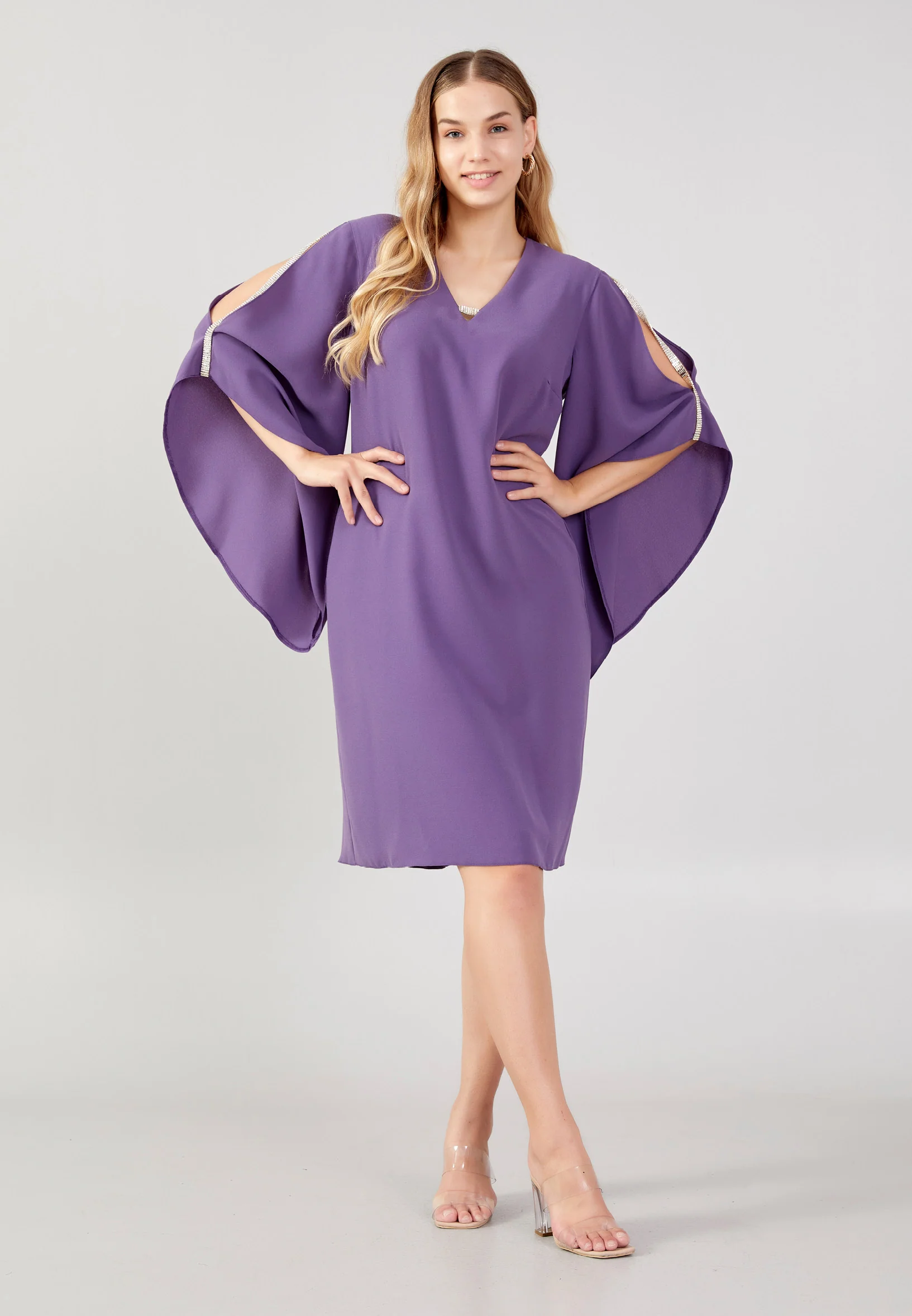 Mid-Length Midi Crepe Column Plus Size Evening Dress jnm23-361-b - Image 17