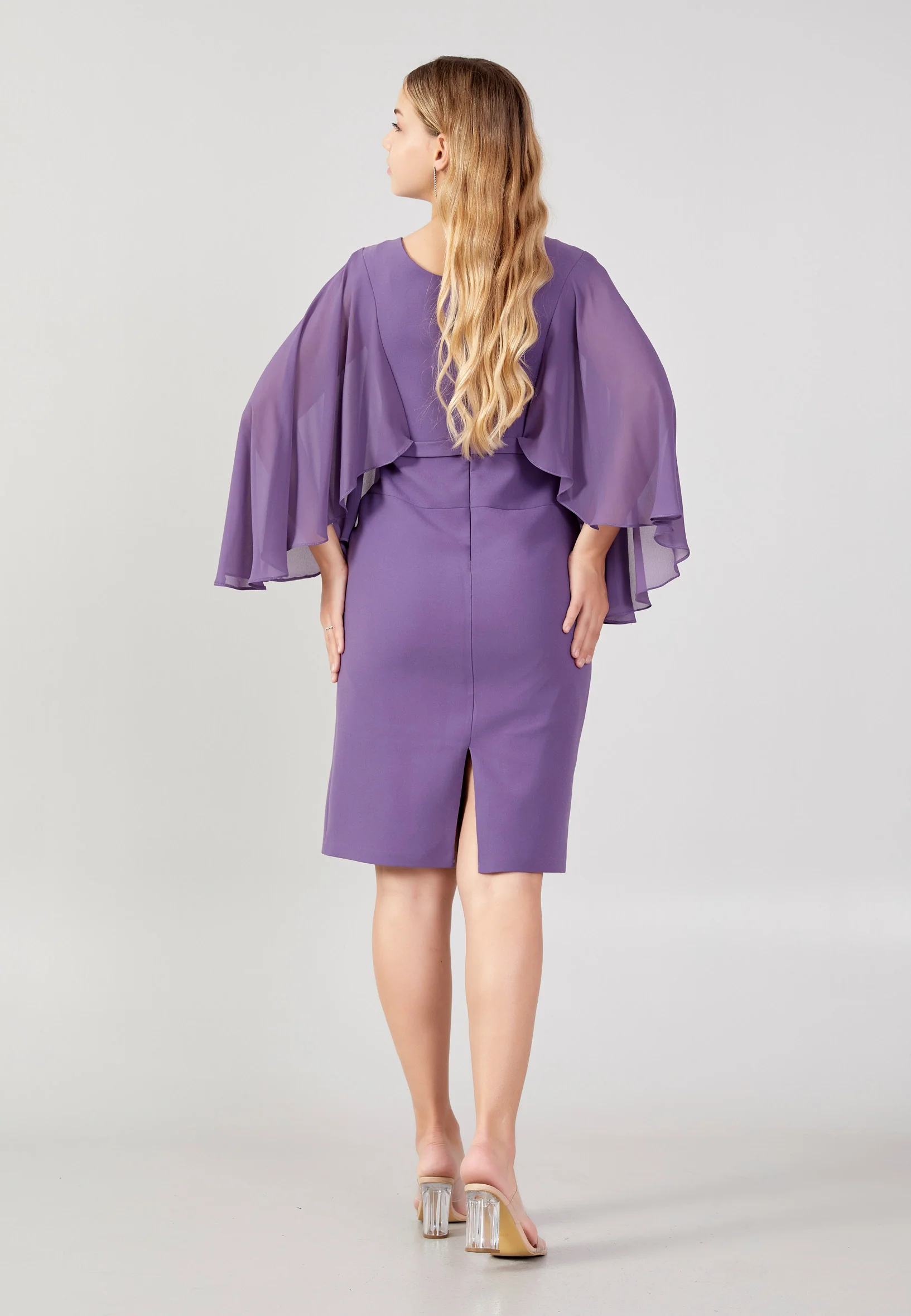 Mid-Length Midi Crepe Column Plus Size Evening Dress jnm23-373 - Image 10