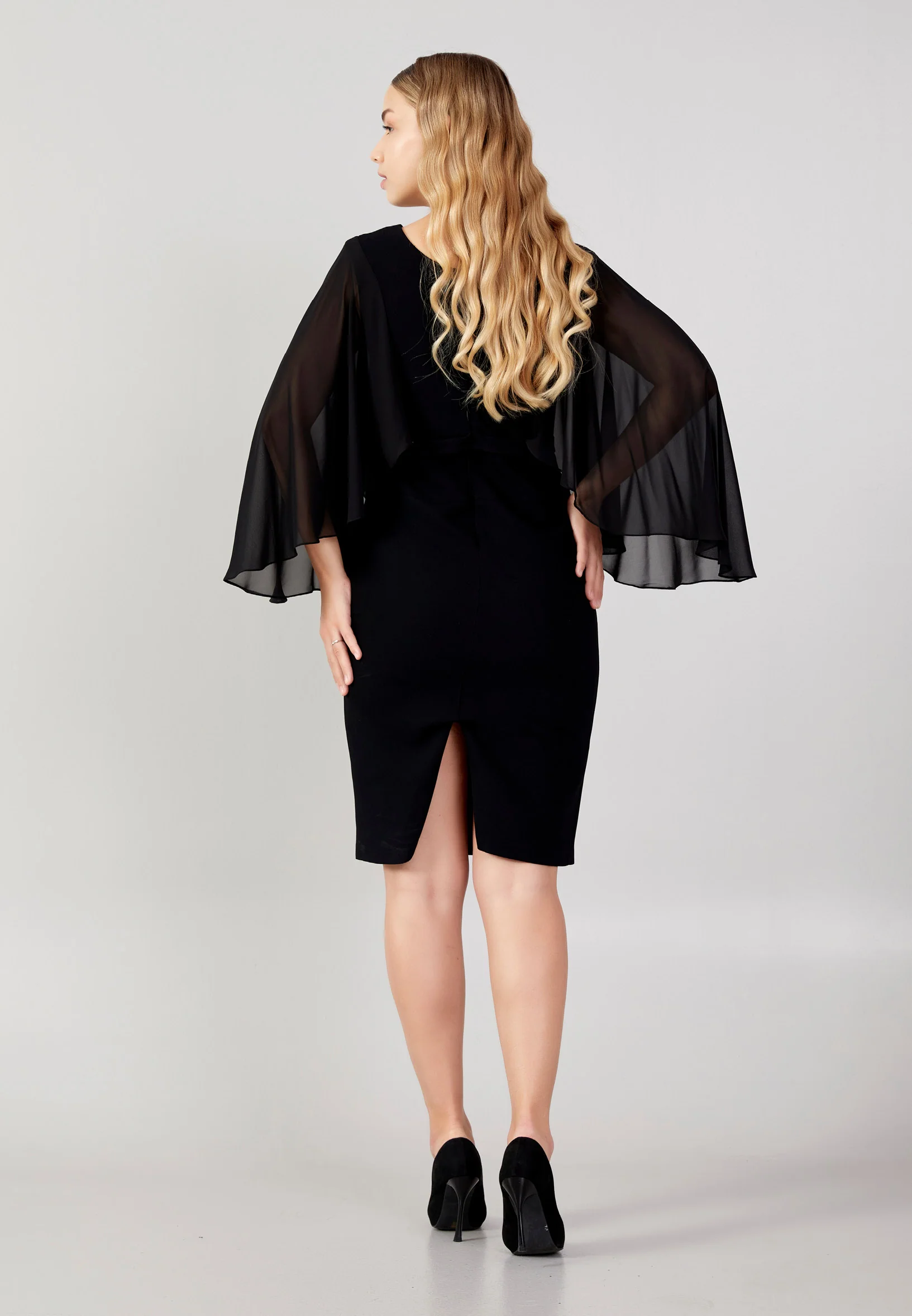 Mid-Length Midi Crepe Column Plus Size Evening Dress jnm23-373 - Image 2