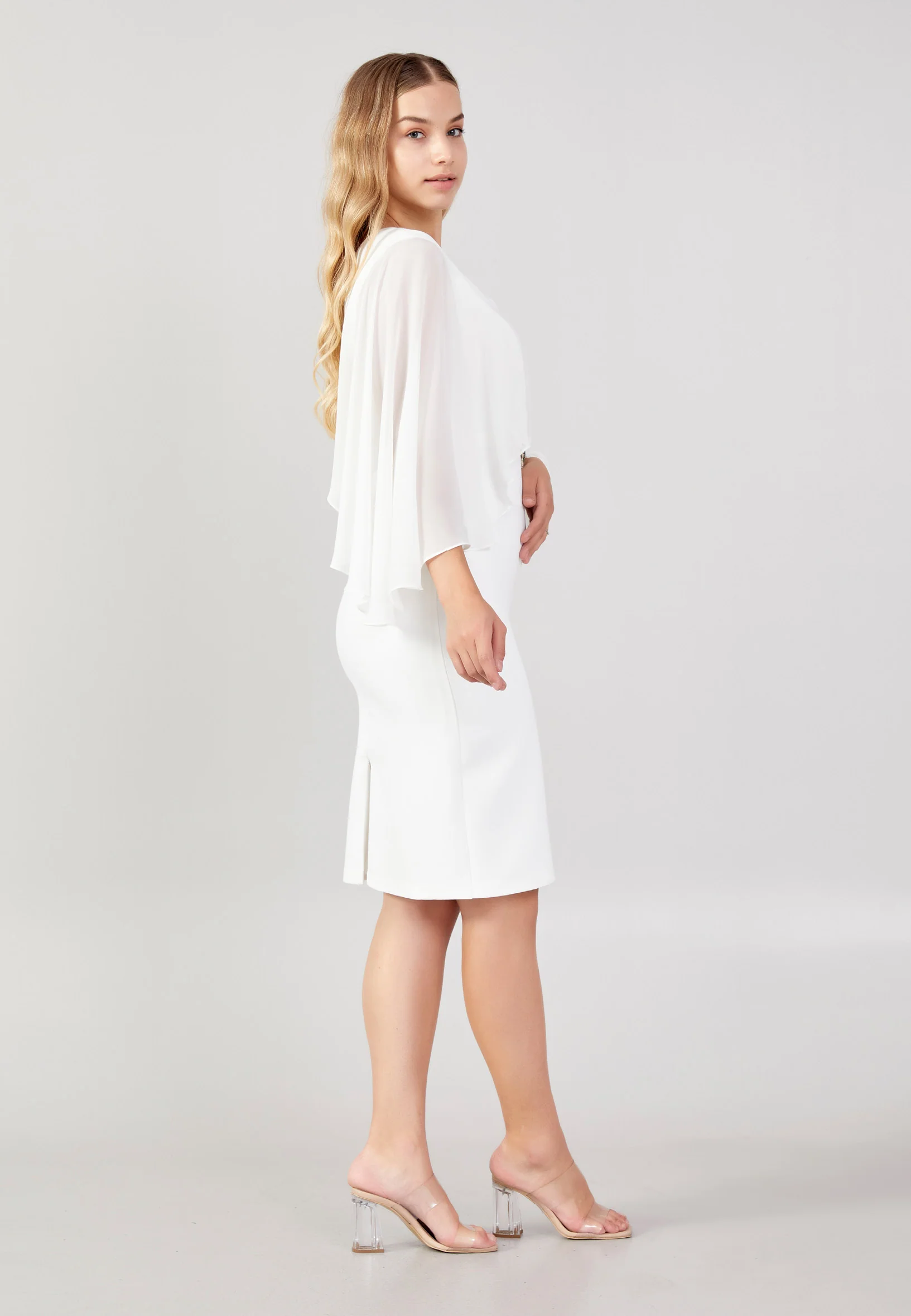 Mid-Length Midi Crepe Column Plus Size Evening Dress jnm23-373 - Image 7