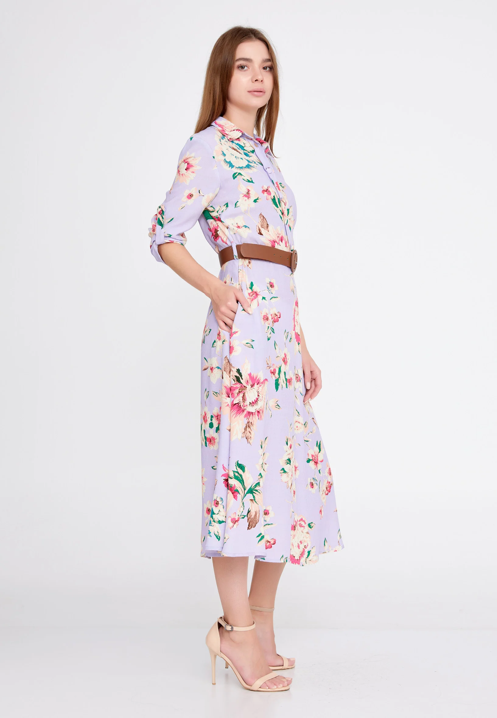 Mid-Length Midi Crepe Column Regular Casual Dress llc21yle31 - Image 7