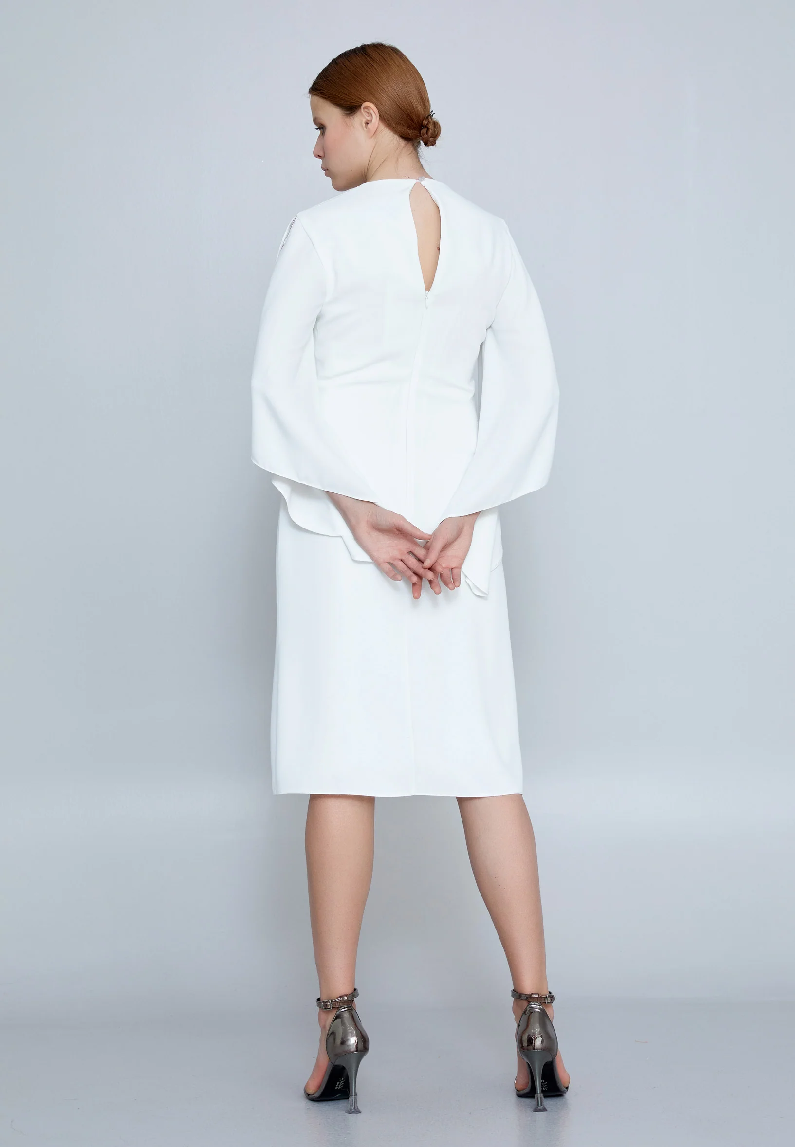 Mid-Length Midi Crepe Column Regular Evening Dress jnm23-361 - Image 10