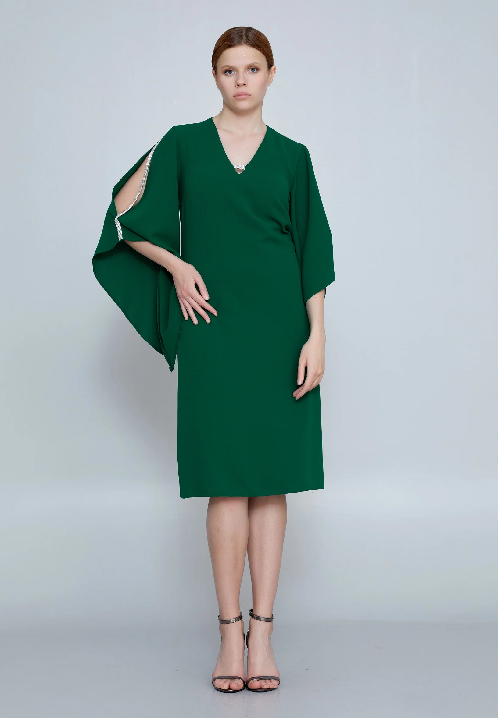 Mid-Length Midi Crepe Column Regular Evening Dress jnm23-361 - Image 13