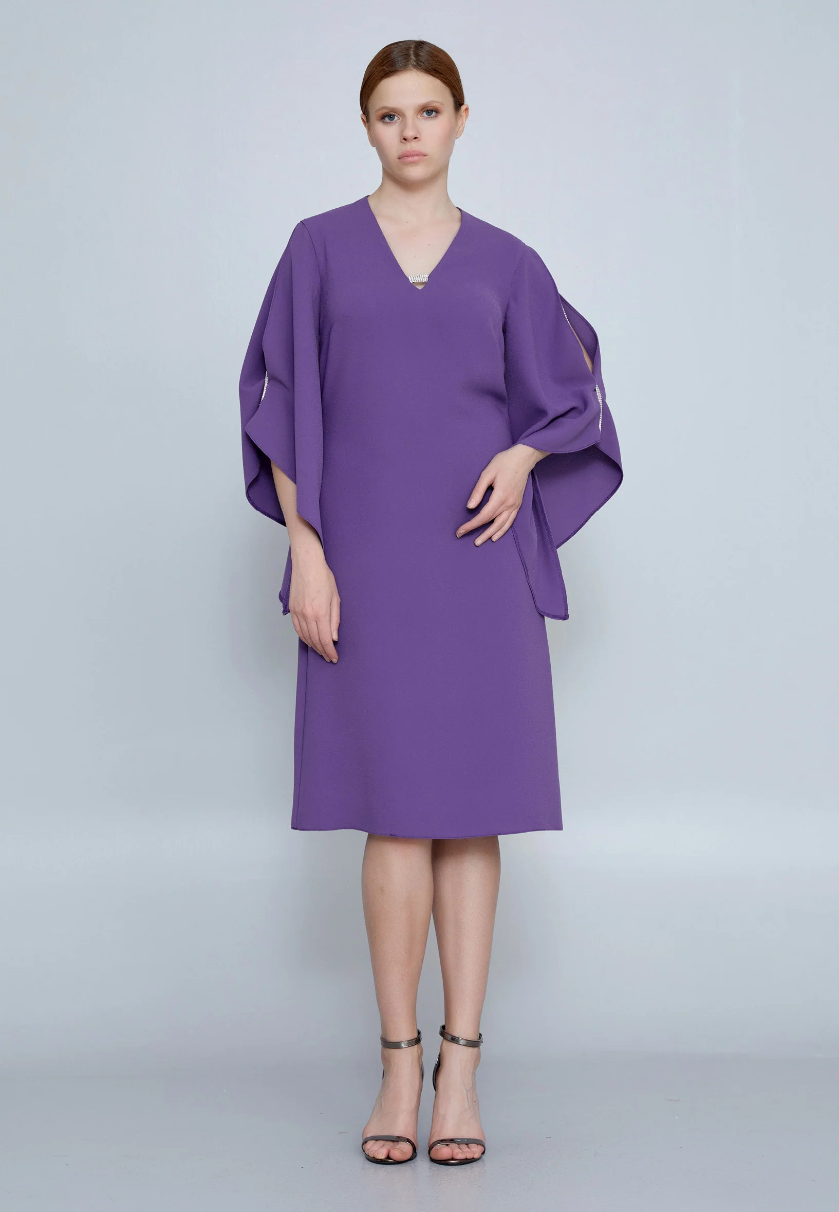 Mid-Length Midi Crepe Column Regular Evening Dress jnm23-361 - Image 17