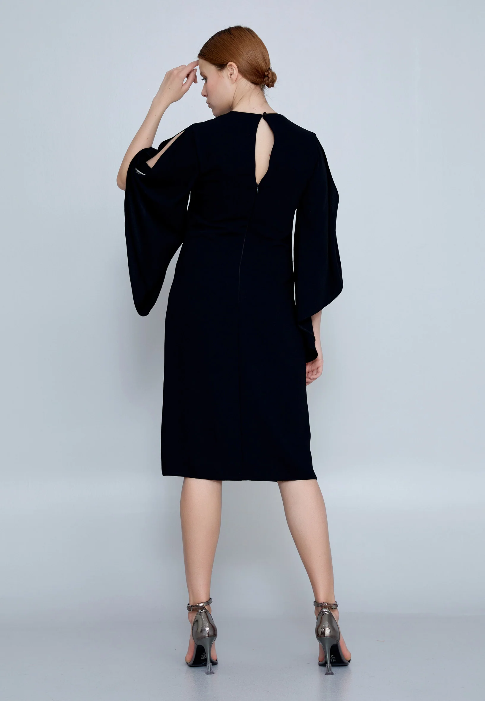 Mid-Length Midi Crepe Column Regular Evening Dress jnm23-361 - Image 2