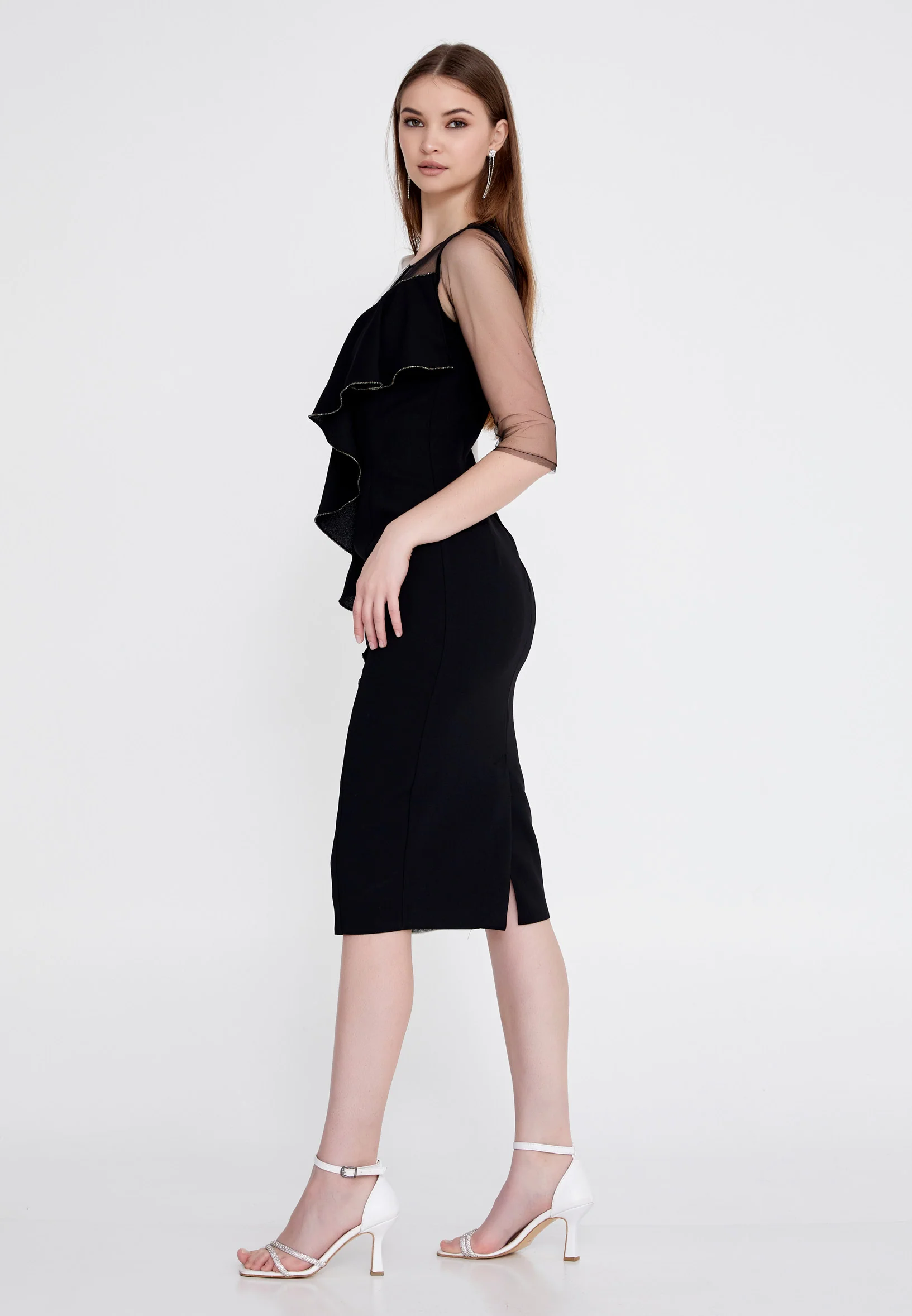 Mid-Length Midi Crepe Column Regular Evening Dress nzn1795 - Image 5