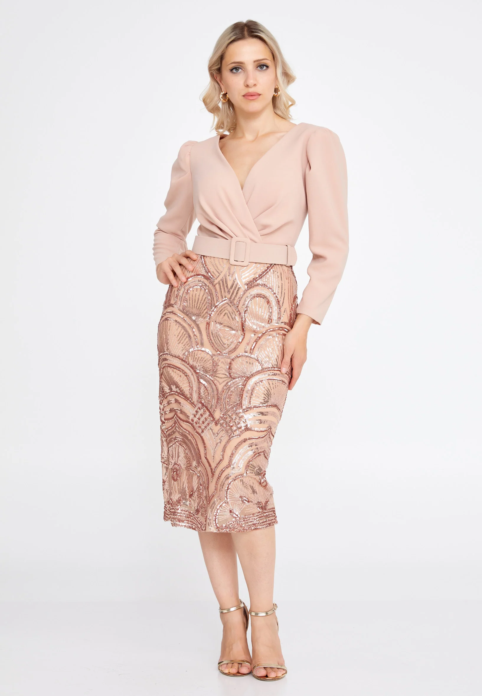 Mid-Length Midi Crepe Column Regular Evening Dress she7015