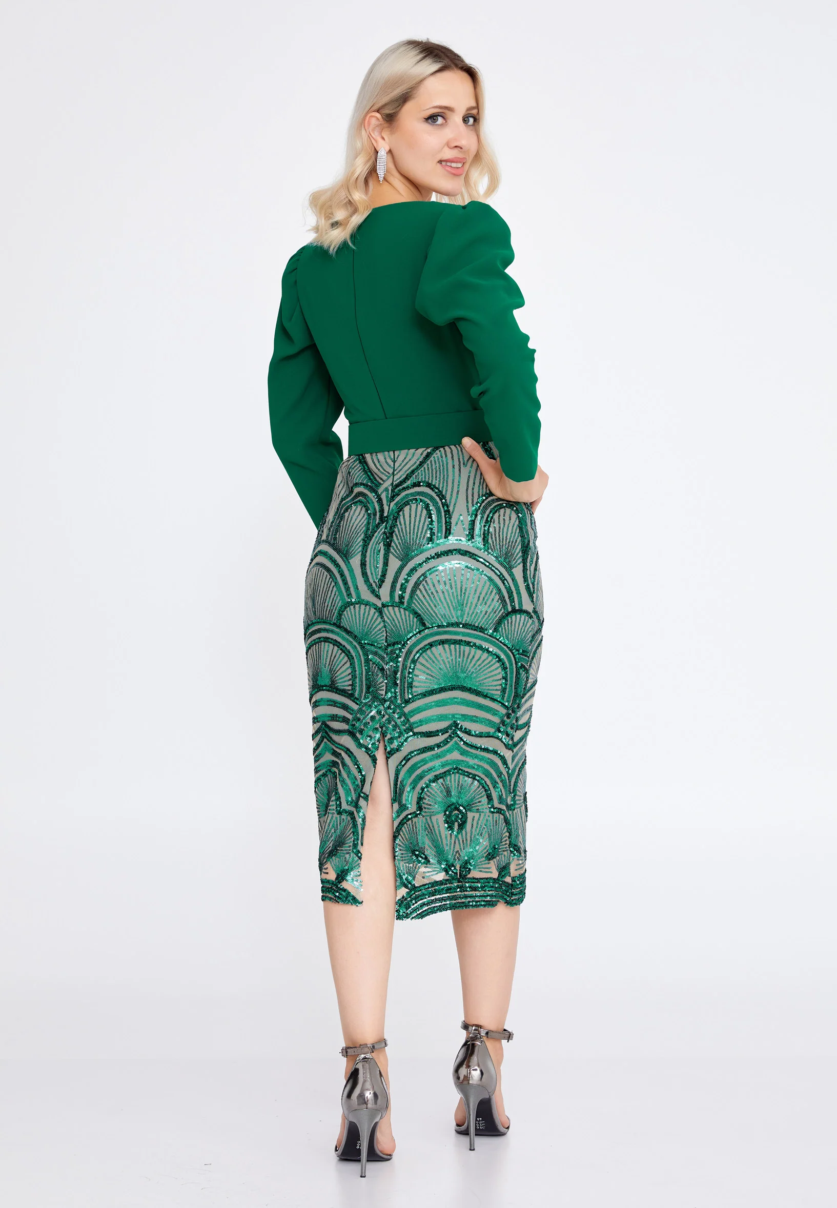 Mid-Length Midi Crepe Column Regular Evening Dress she7015 - Image 10