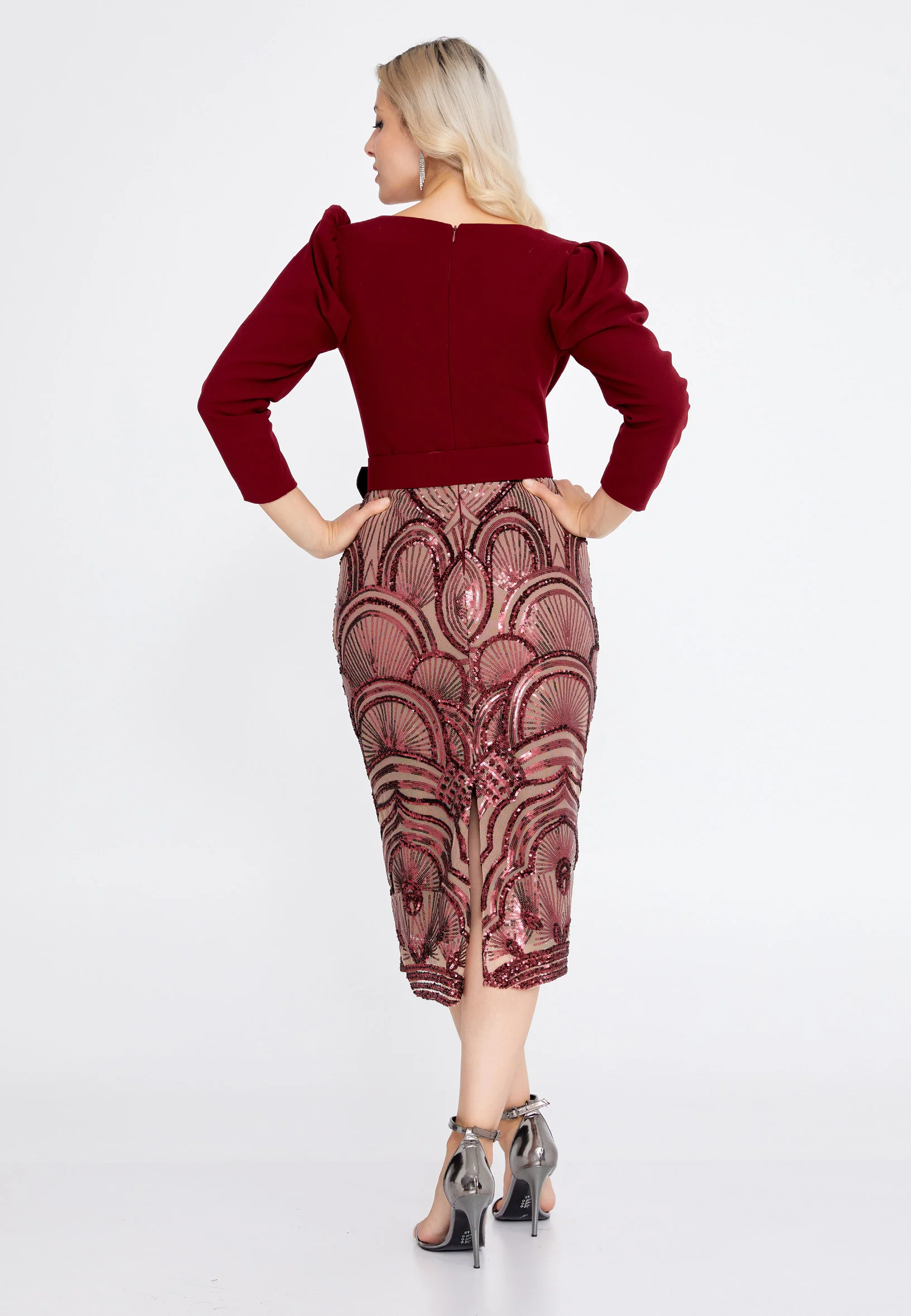 Mid-Length Midi Crepe Column Regular Evening Dress she7015 - Image 6