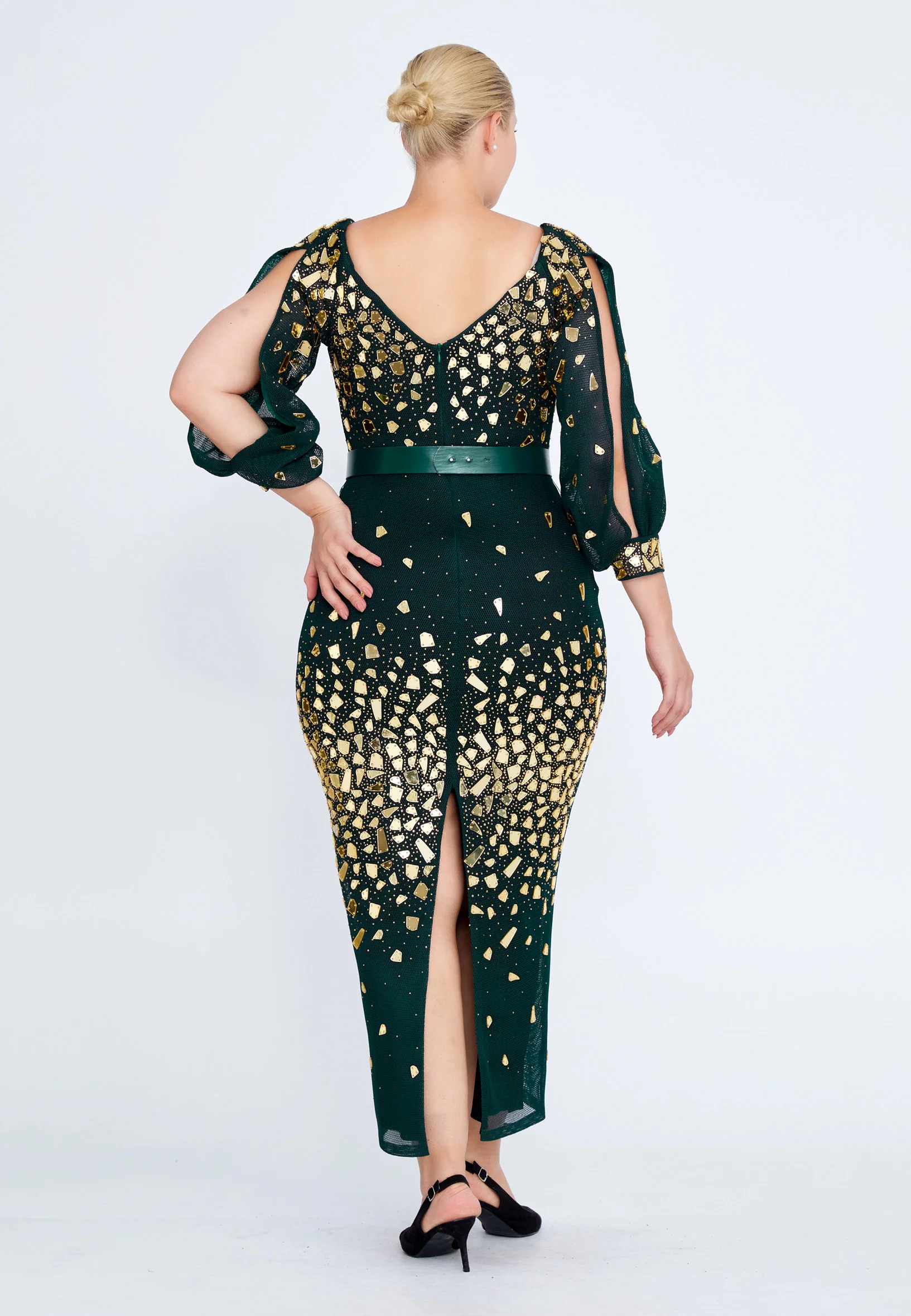 Mid-Length Midi Lace Column Plus Size Wedding Guest Dress crm8822-1 - Image 10