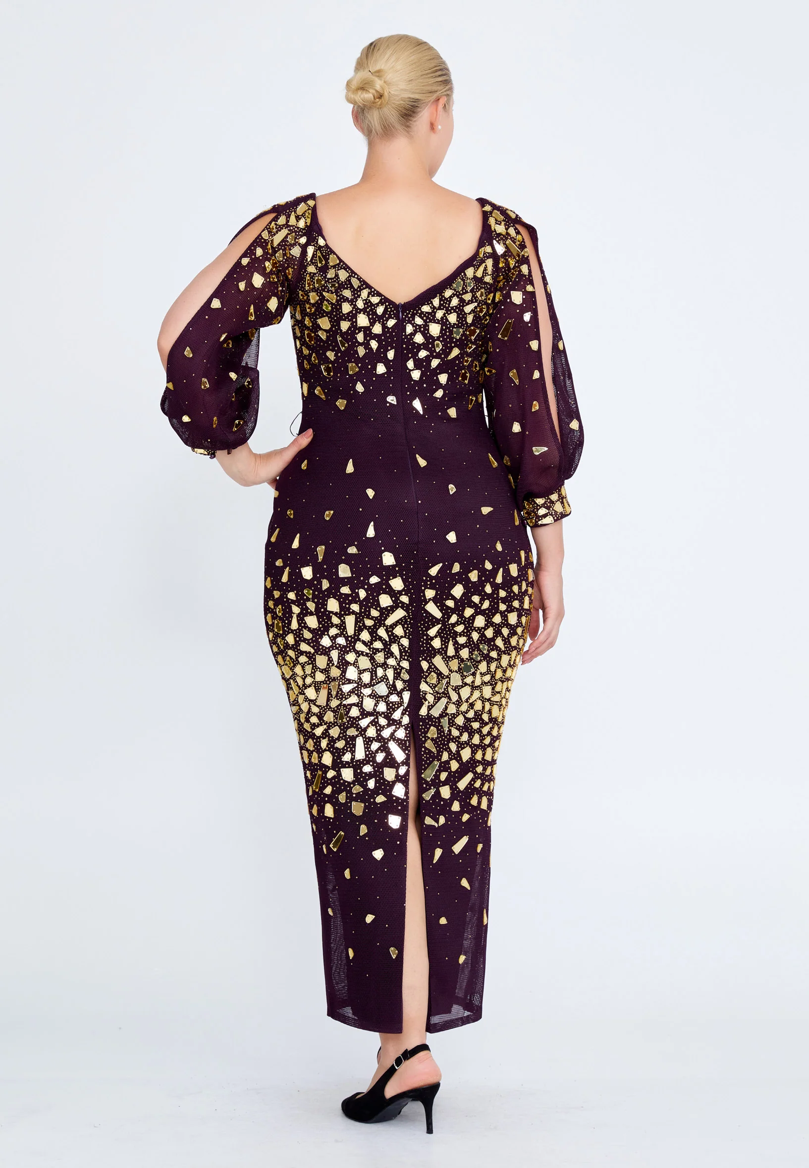 Mid-Length Midi Lace Column Plus Size Wedding Guest Dress crm8822-1 - Image 14