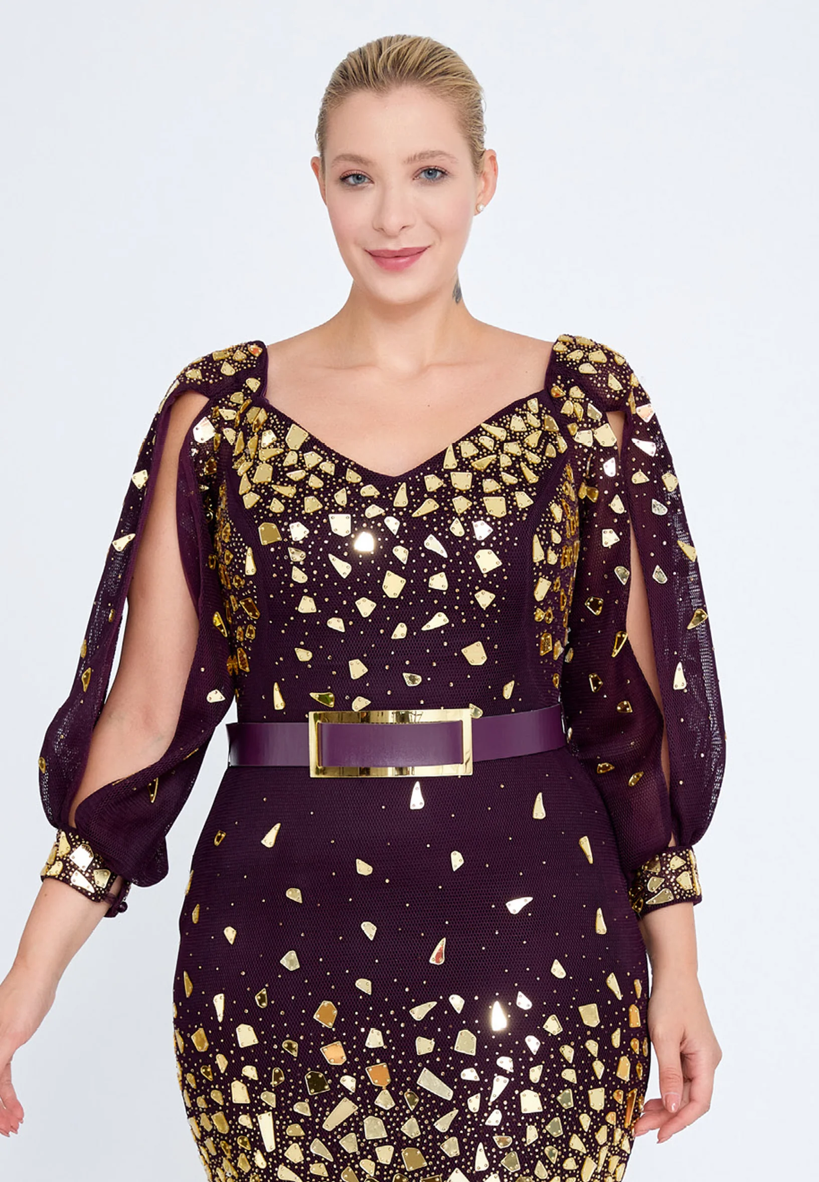 Mid-Length Midi Lace Column Plus Size Wedding Guest Dress crm8822-1 - Image 16