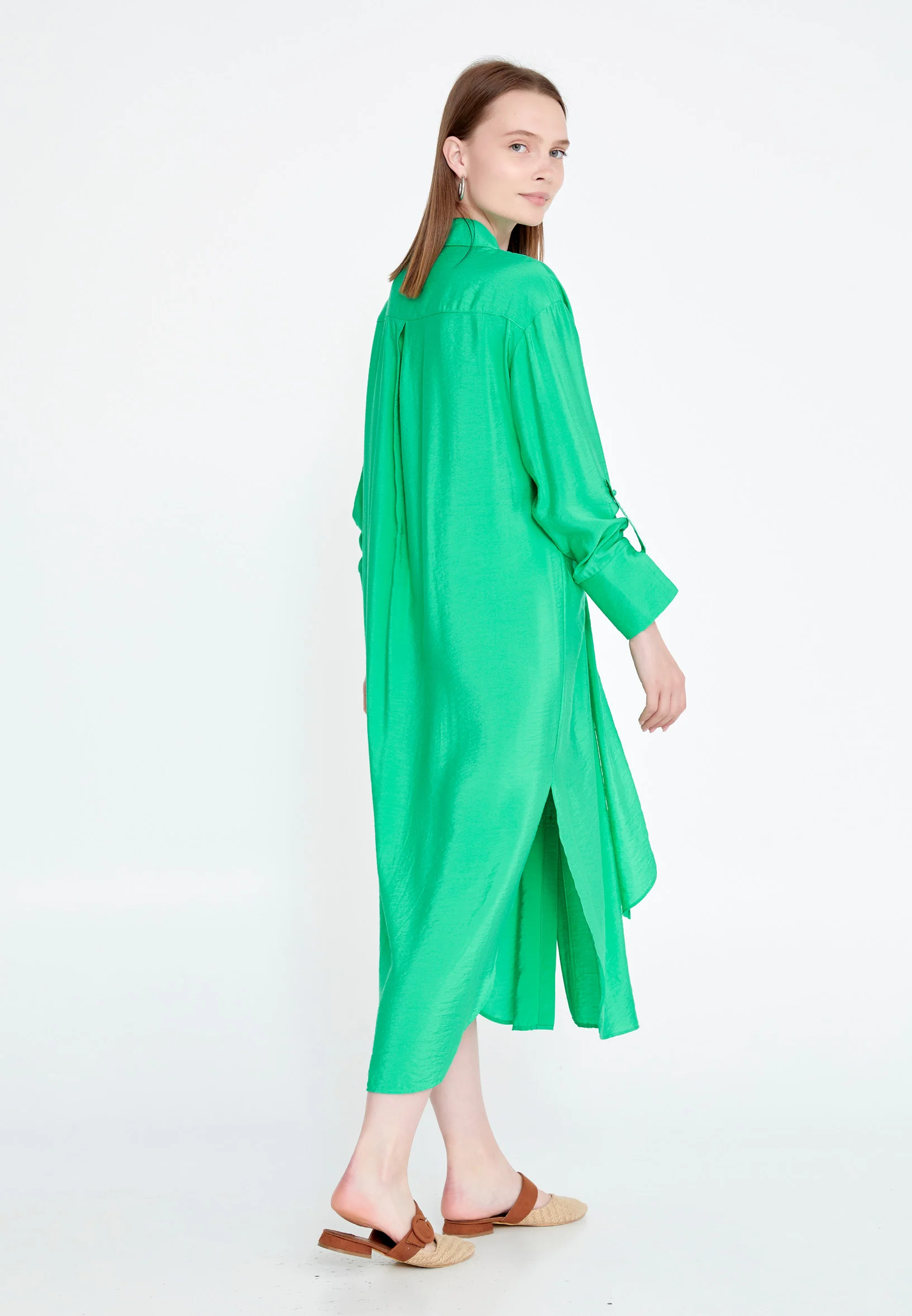 Mid-Length Midi Linen Column Regular Casual Dress huk23y02e058 - Image 10