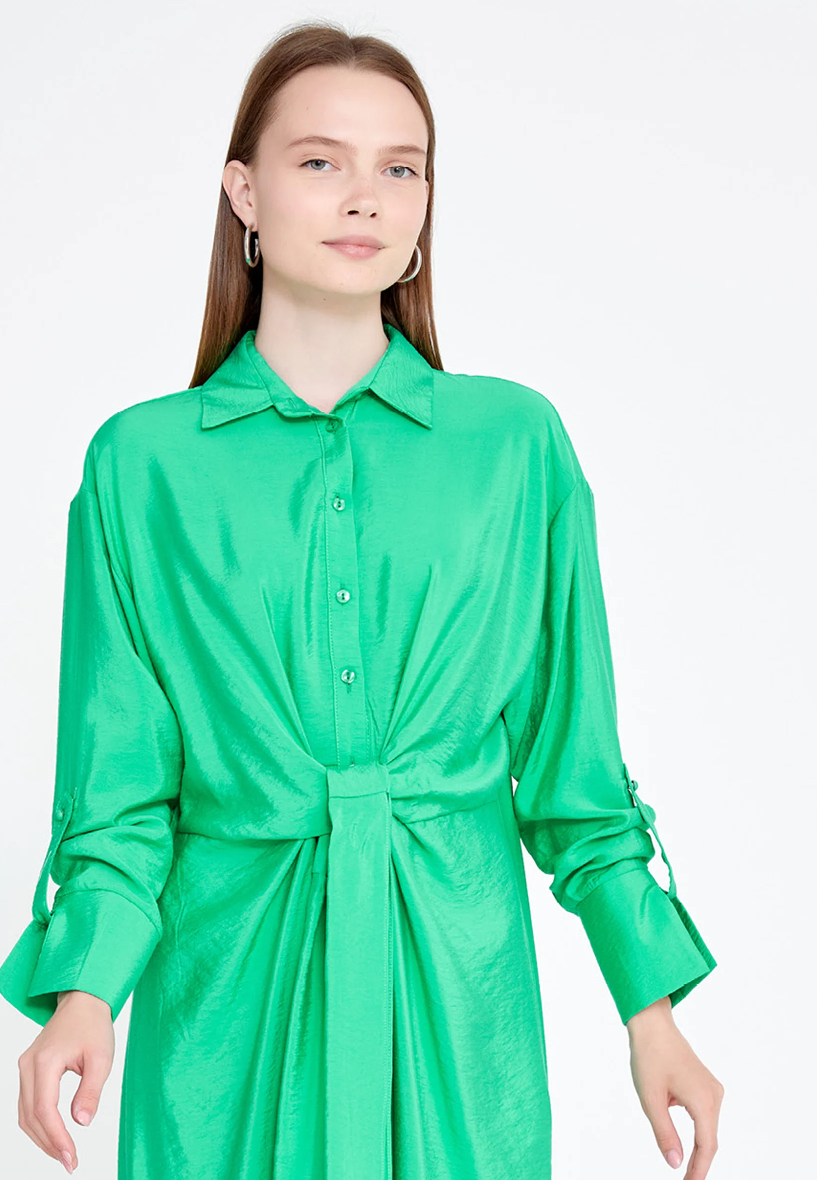 Mid-Length Midi Linen Column Regular Casual Dress huk23y02e058 - Image 12
