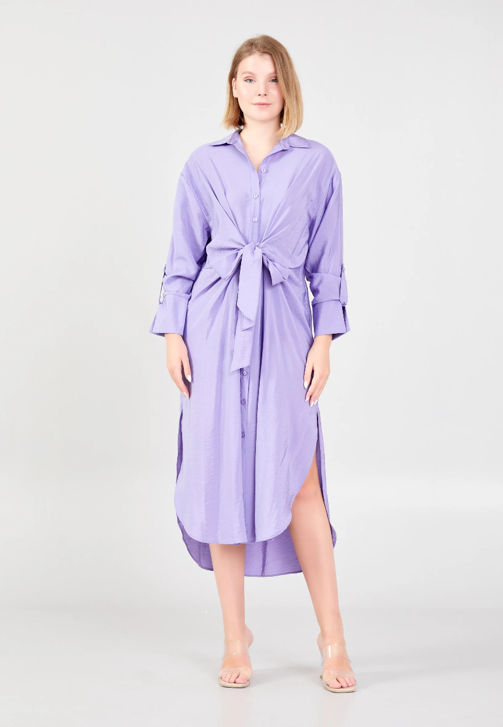 Mid-Length Midi Linen Column Regular Casual Dress huk23y02e058 - Image 13