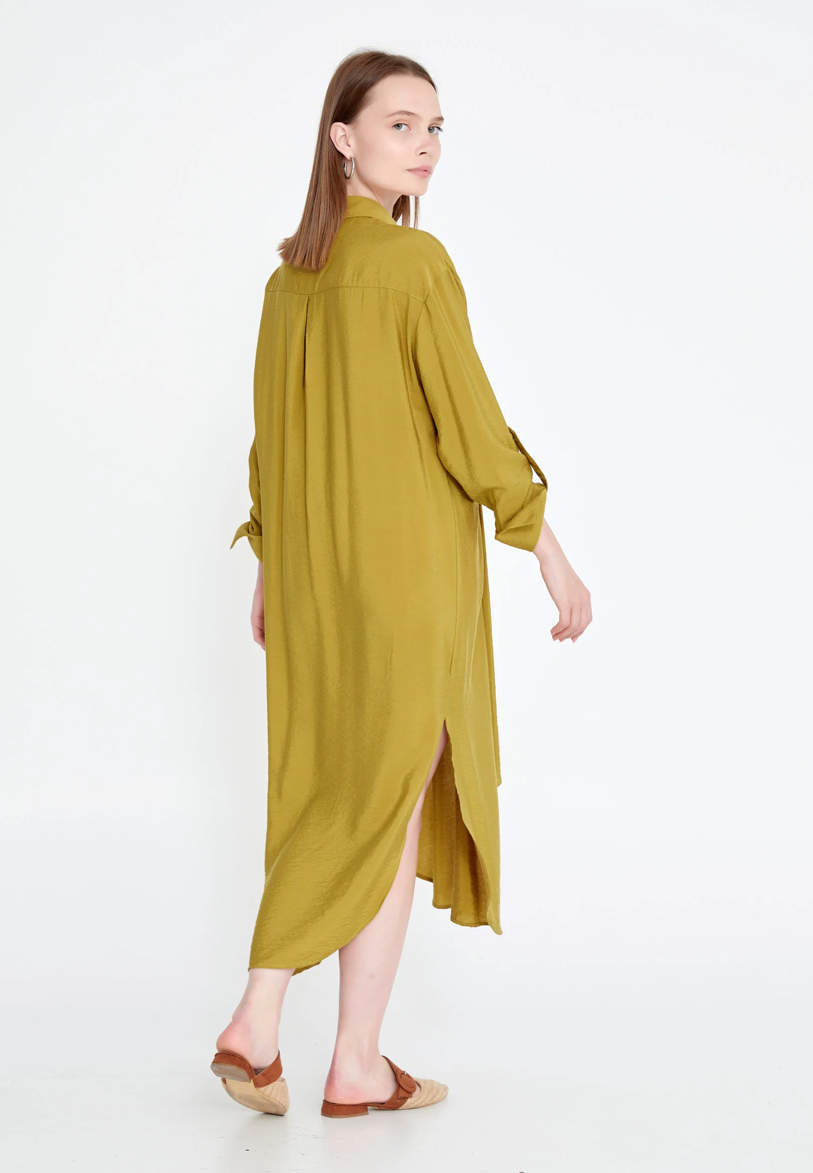 Mid-Length Midi Linen Column Regular Casual Dress huk23y02e058 - Image 18