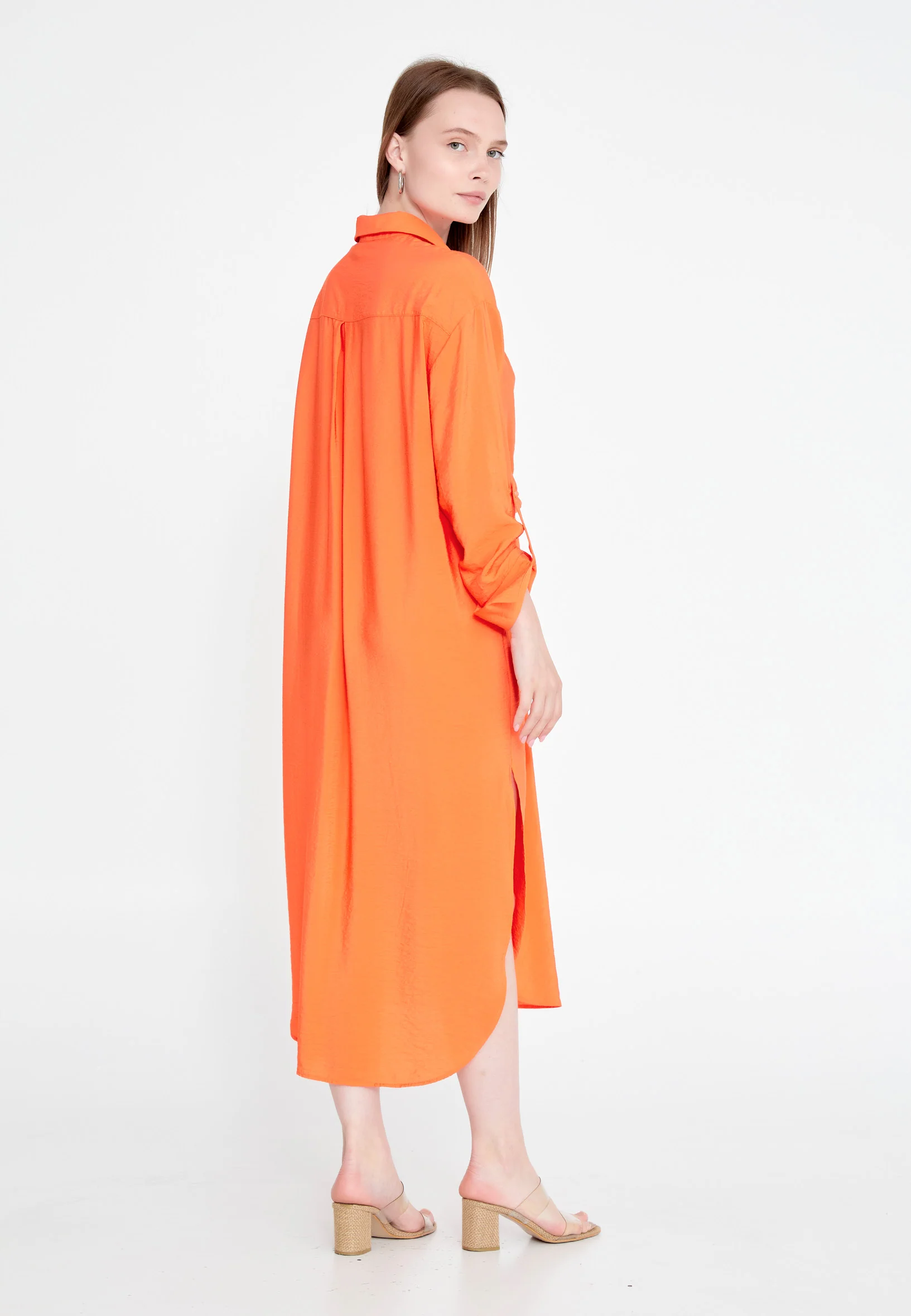 Mid-Length Midi Linen Column Regular Casual Dress huk23y02e058 - Image 6