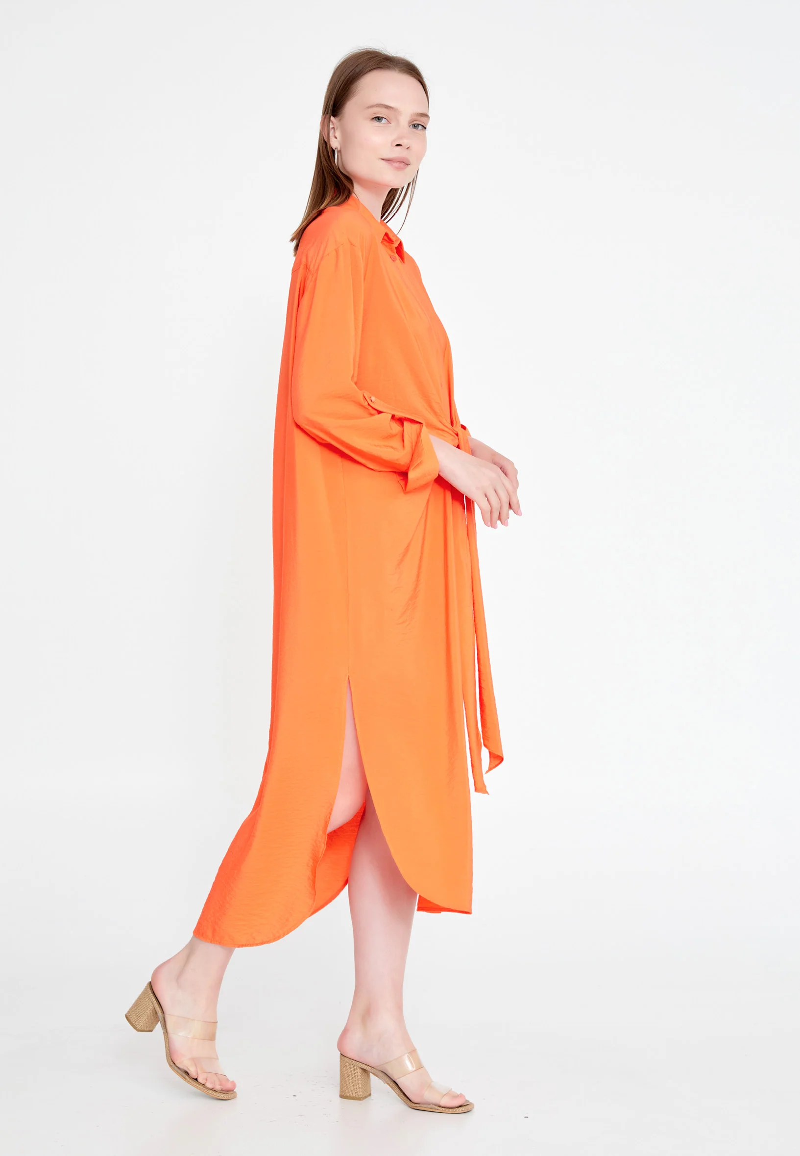 Mid-Length Midi Linen Column Regular Casual Dress huk23y02e058 - Image 7