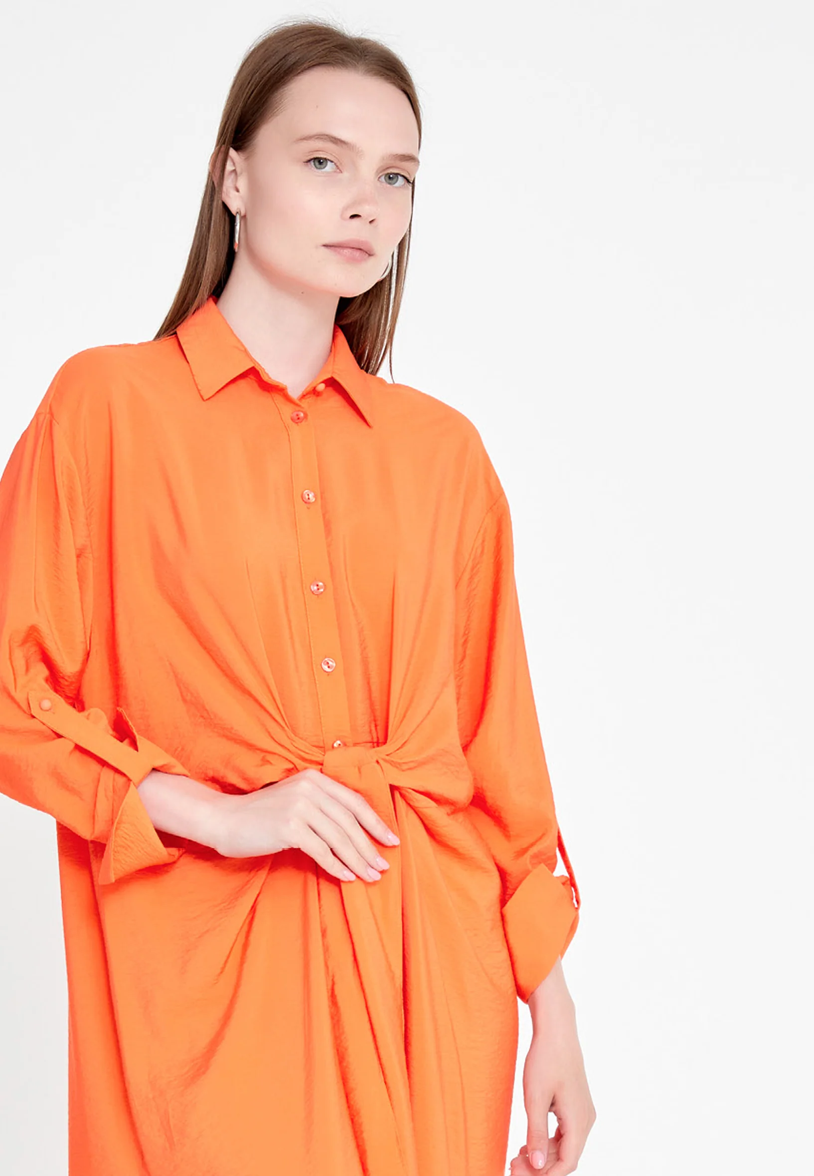Mid-Length Midi Linen Column Regular Casual Dress huk23y02e058 - Image 8