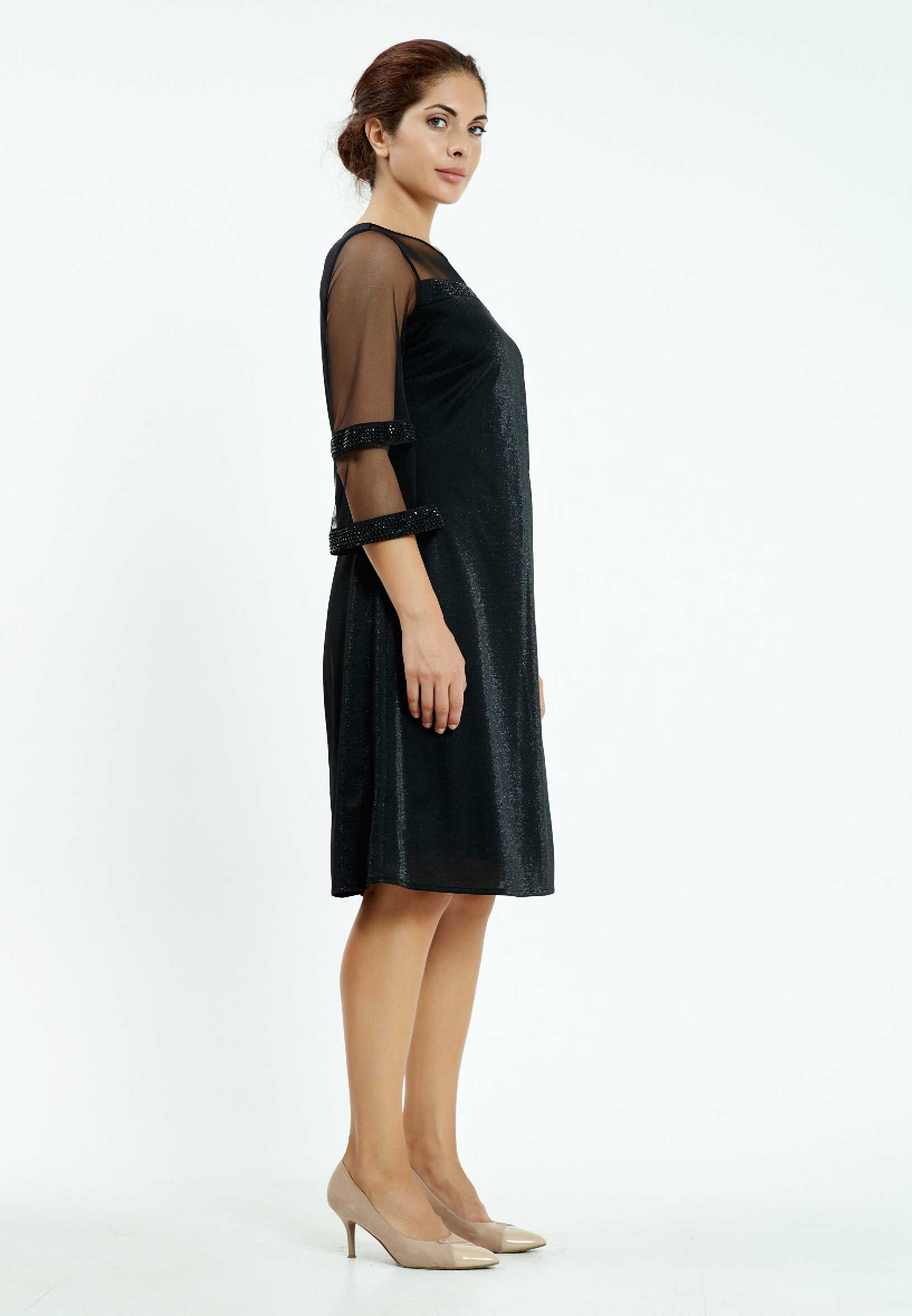 Mid-Length Midi Lycra A - Line Plus Size Casual Dress ayb18k6940 - Image 3