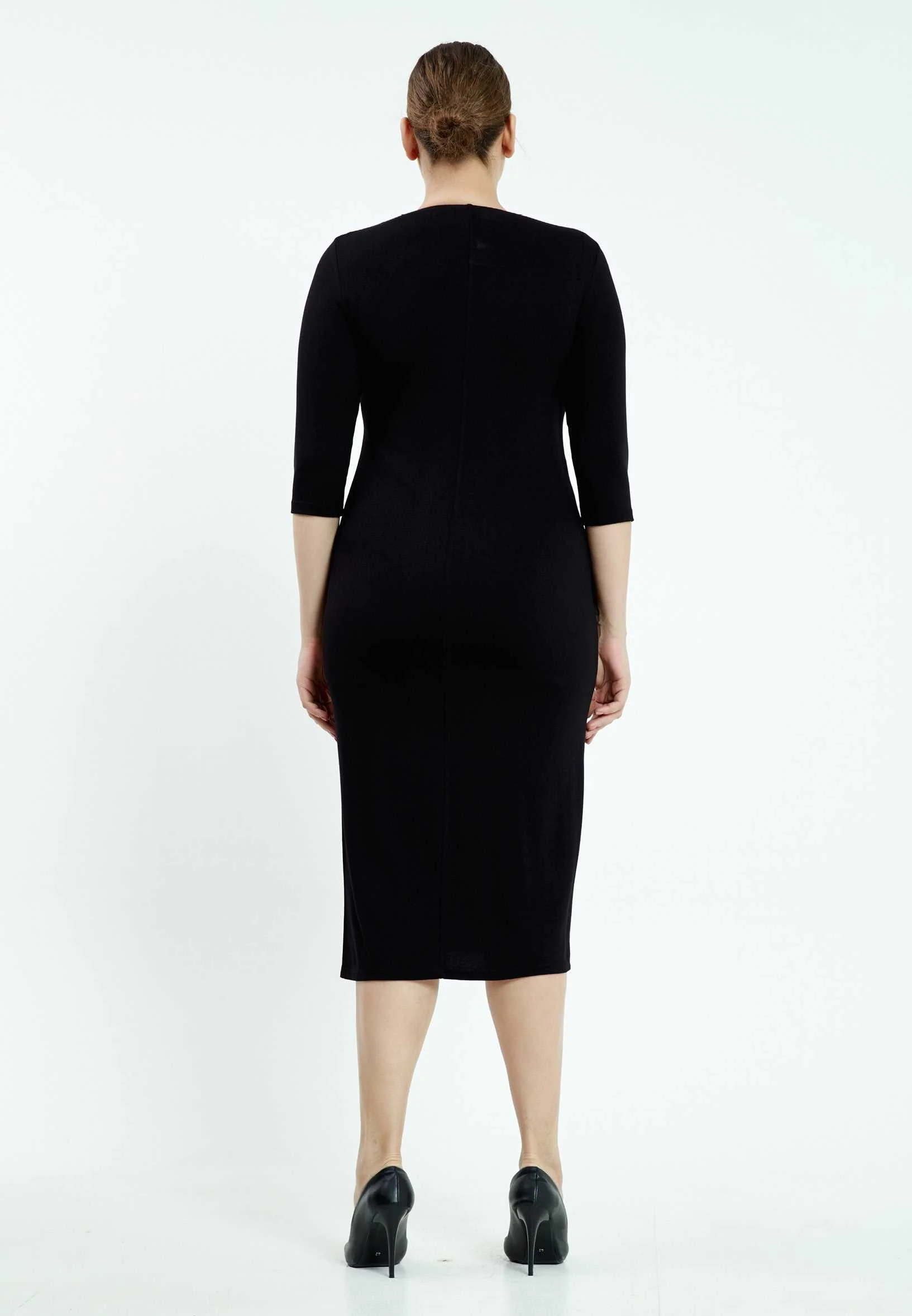 Mid-Length Midi Lycra Bodycon Plus Size Casual Dress ayb16k6539 - Image 2