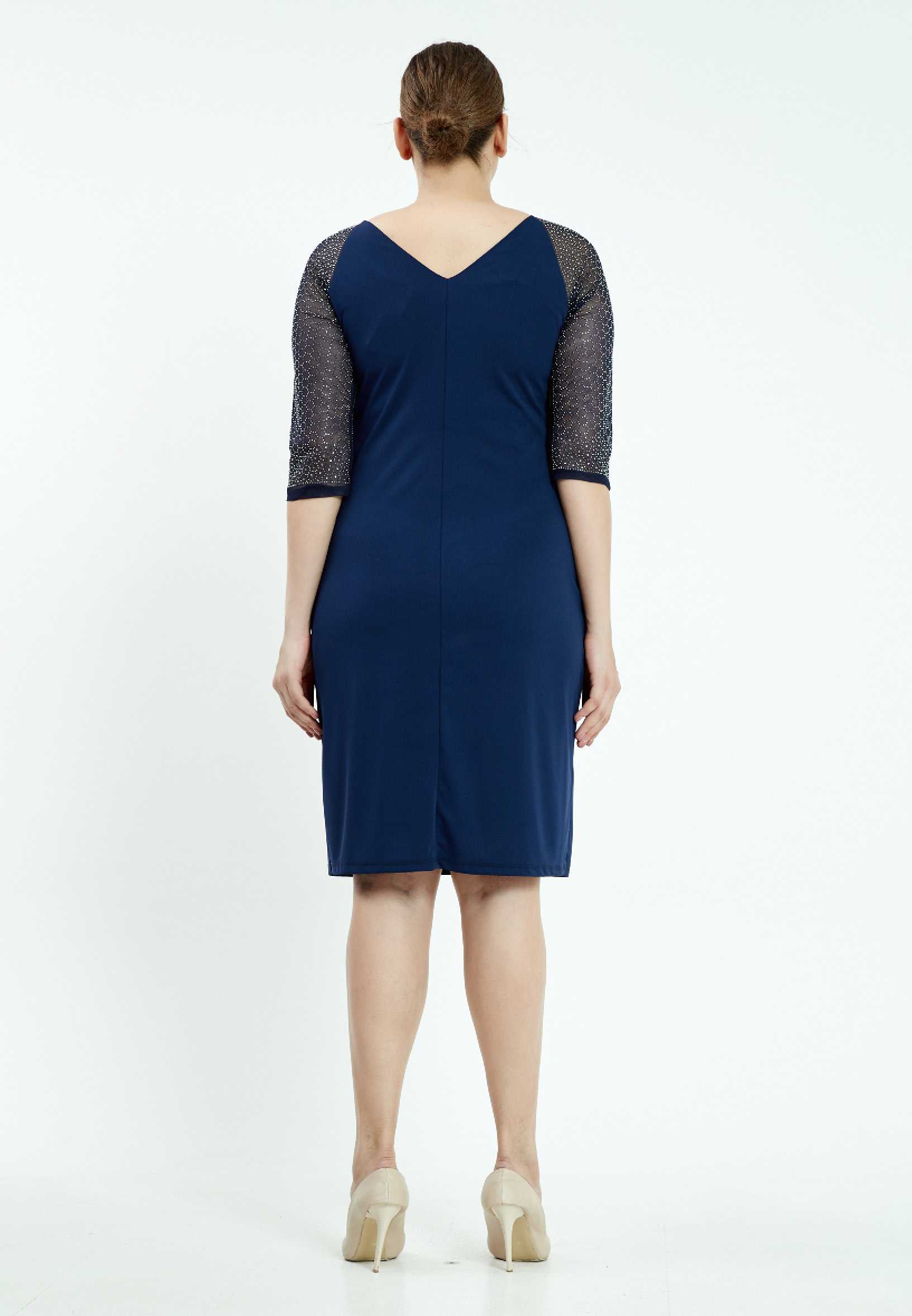 Mid-Length Midi Lycra Bodycon Plus Size Casual Dress ayb18k6937 - Image 6