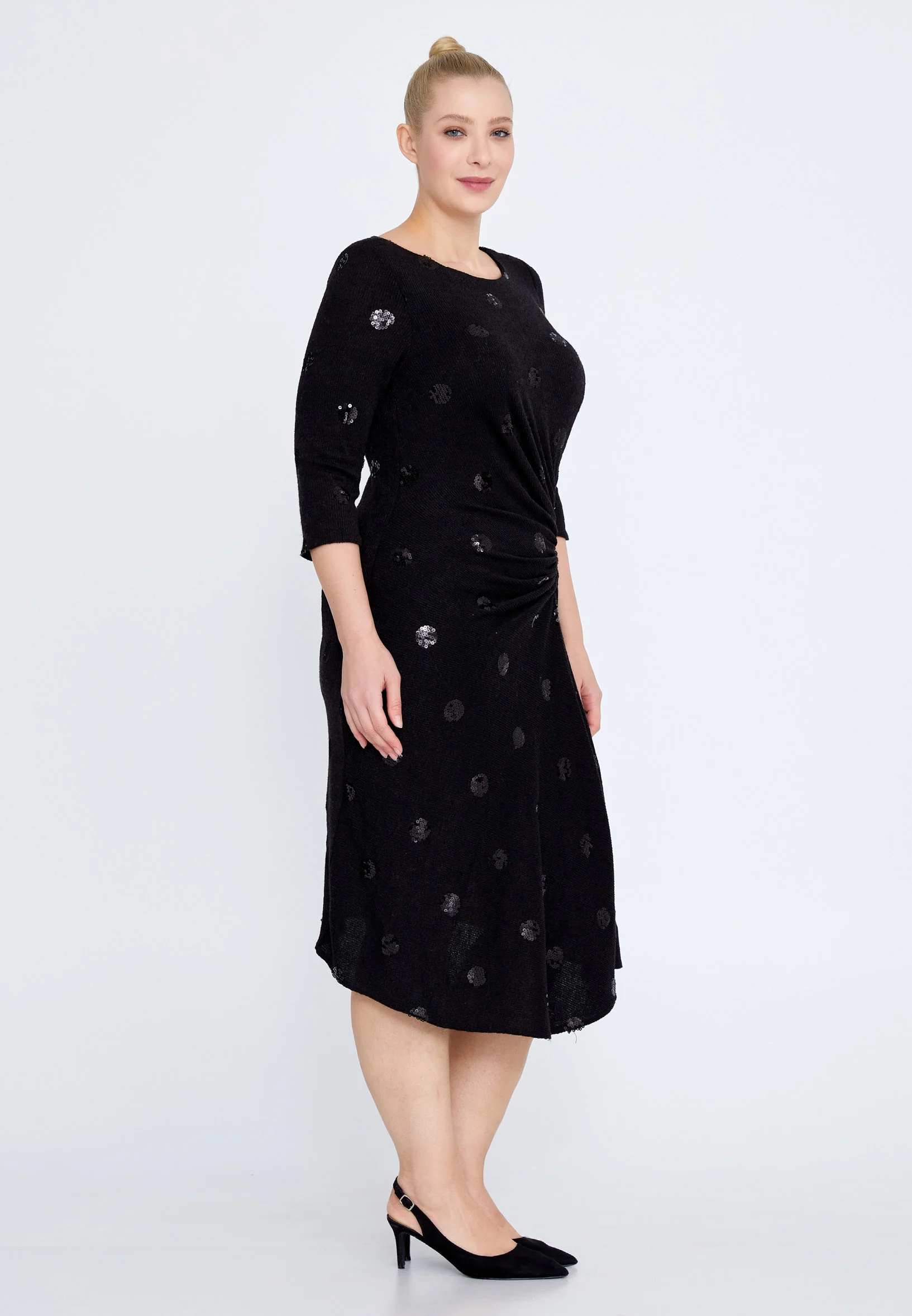 Mid-Length Midi Lycra Bodycon Plus Size Cocktail Dress nzn1564-b - Image 3