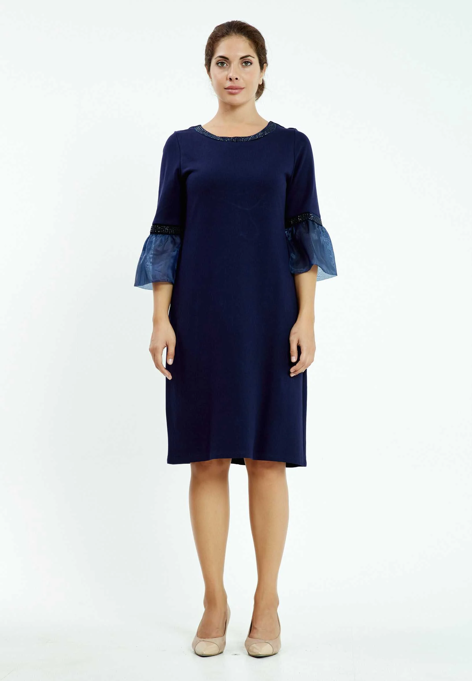 Mid-Length Midi Lycra Column Plus Size Casual Dress ayb18k6950 - Image 2