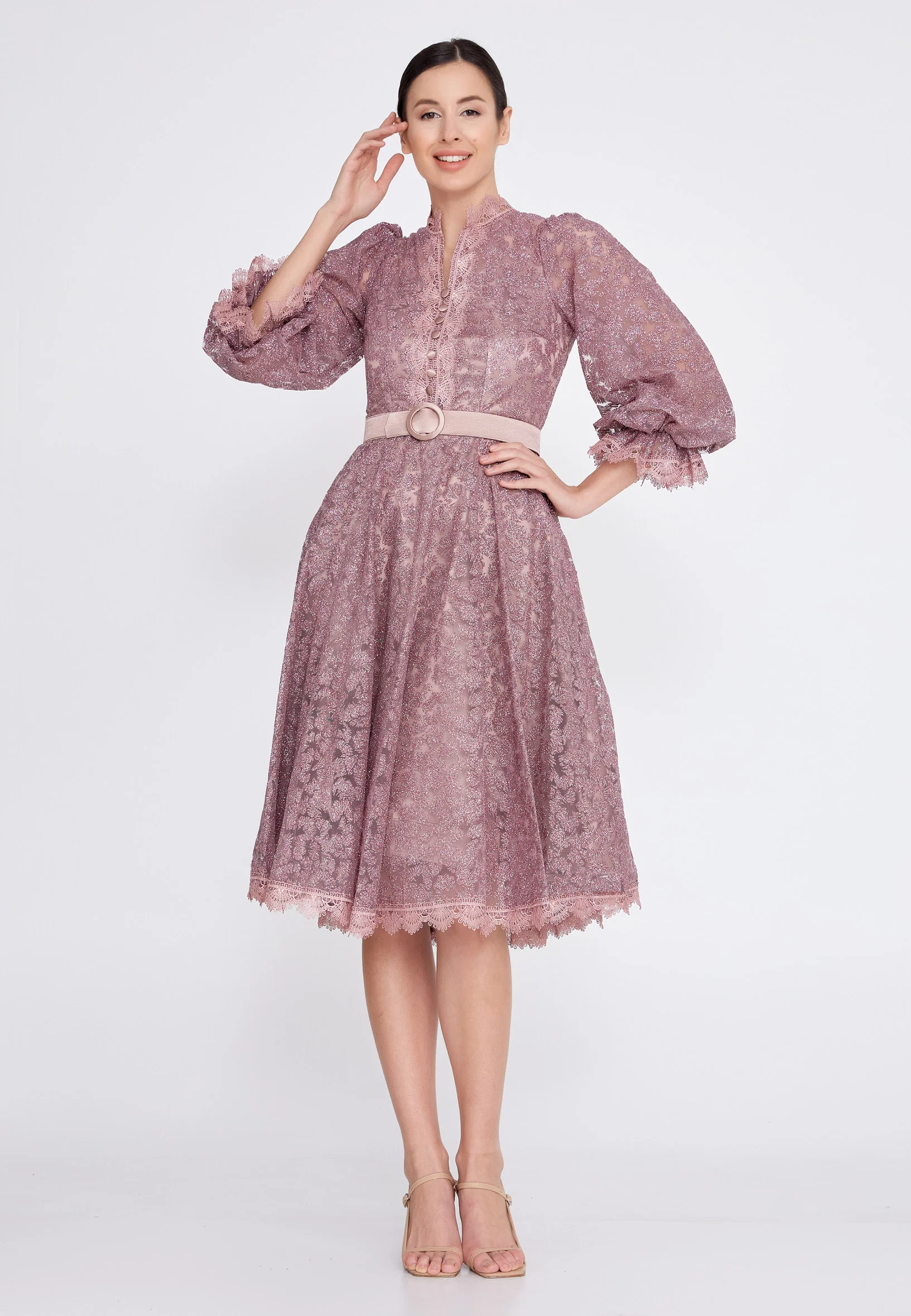 Mid-Length Midi Tulle A - Line Regular Prom Dress ons000-79 - Image 13