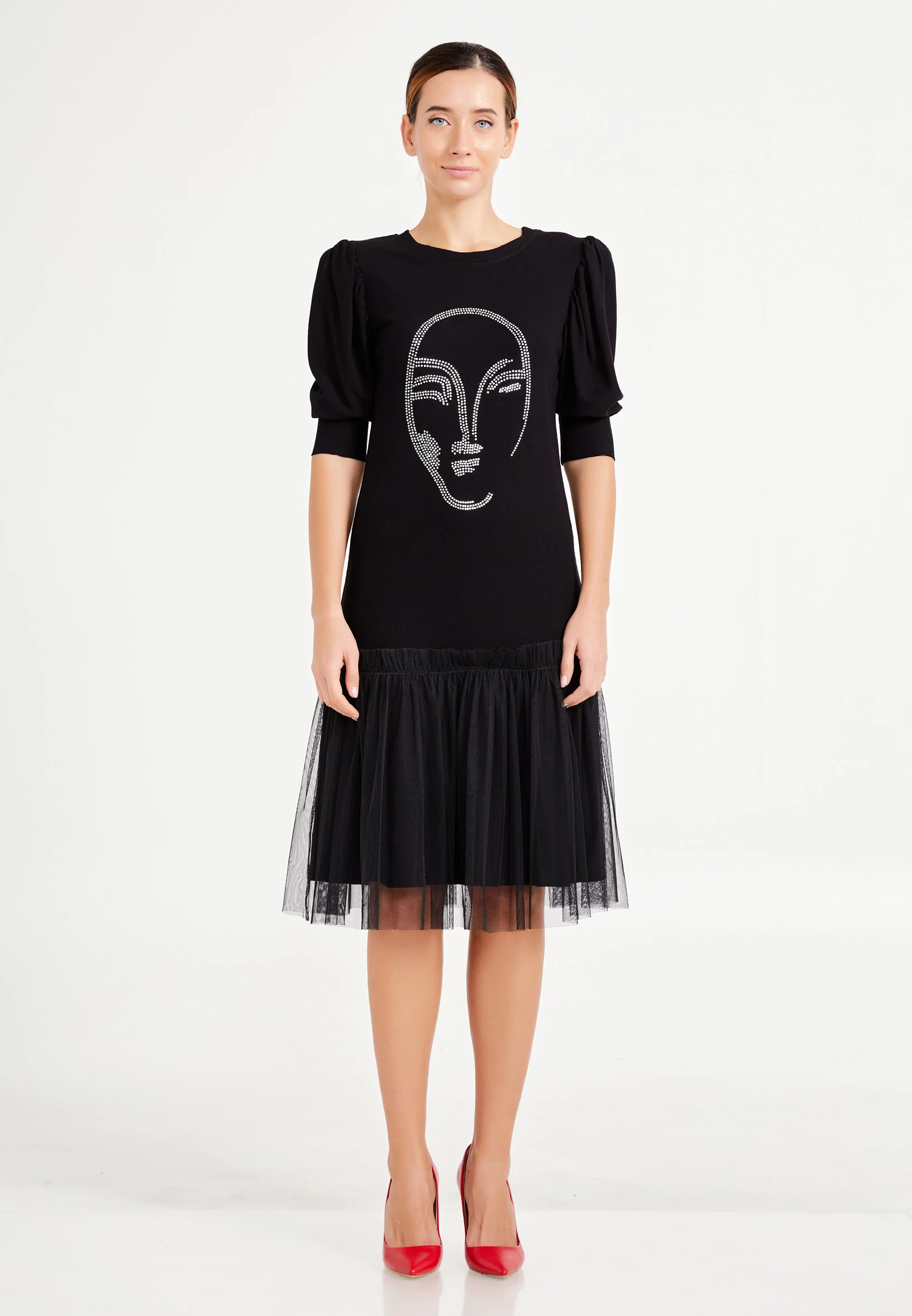 Mid-Length Midi Tulle Column Regular Casual Dress ber20y5128
