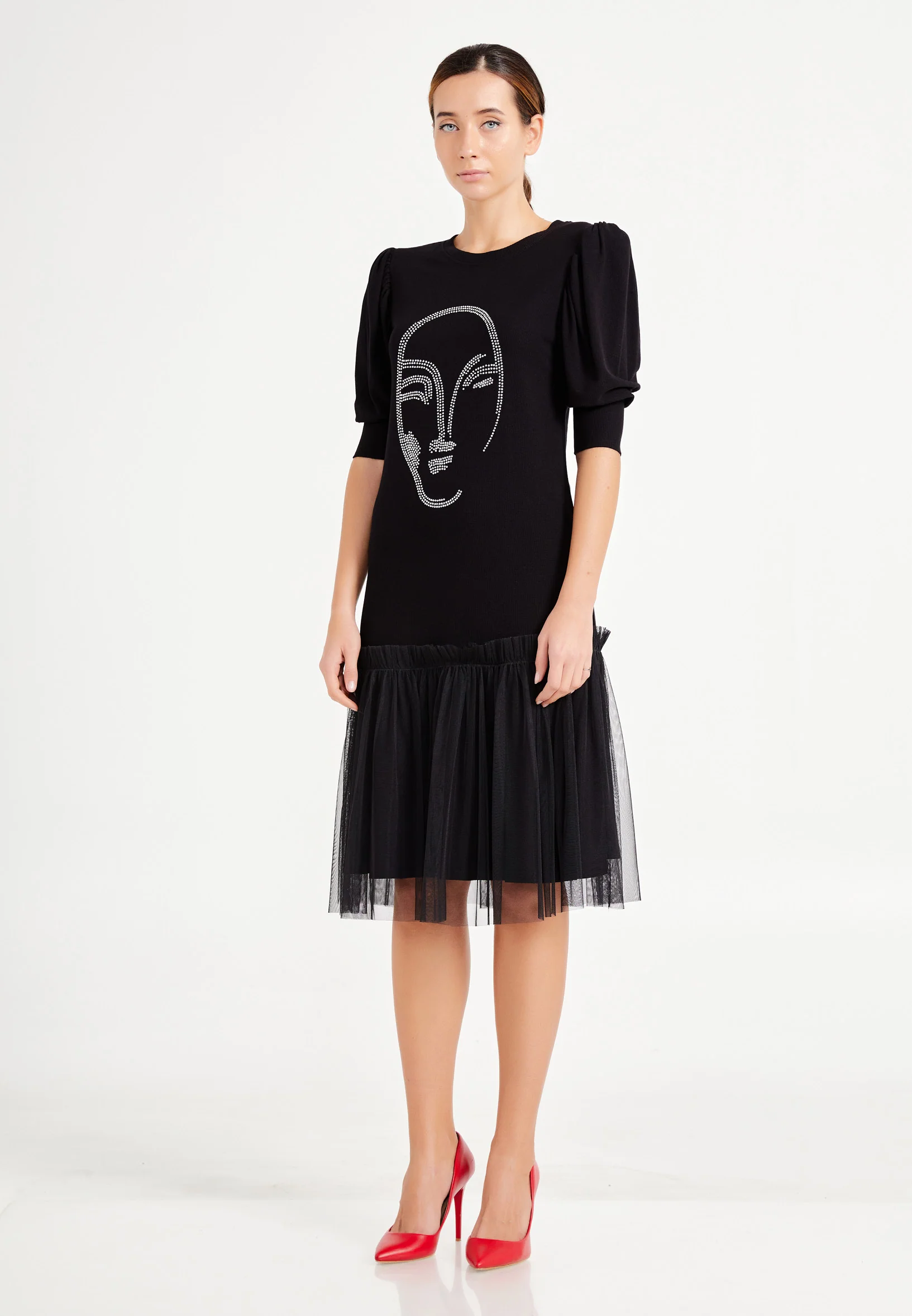 Mid-Length Midi Tulle Column Regular Casual Dress ber20y5128 - Image 3