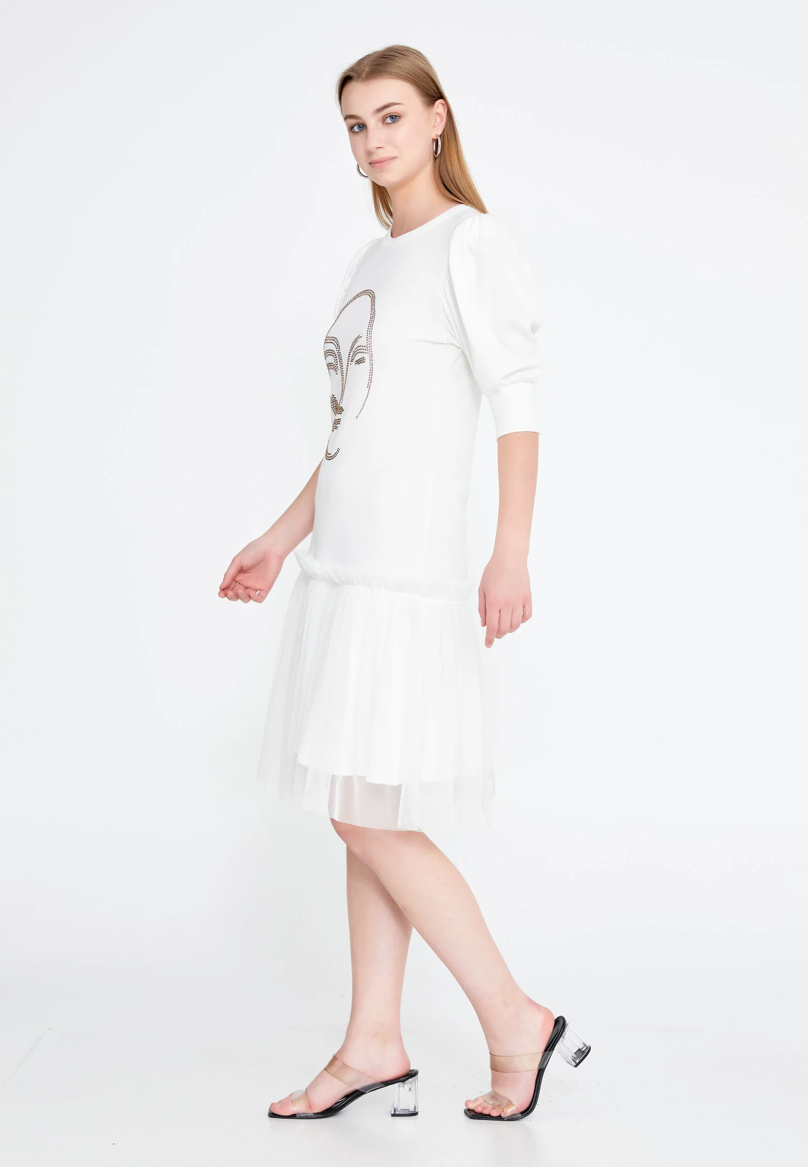 Mid-Length Midi Tulle Column Regular Casual Dress ber20y5128 - Image 7