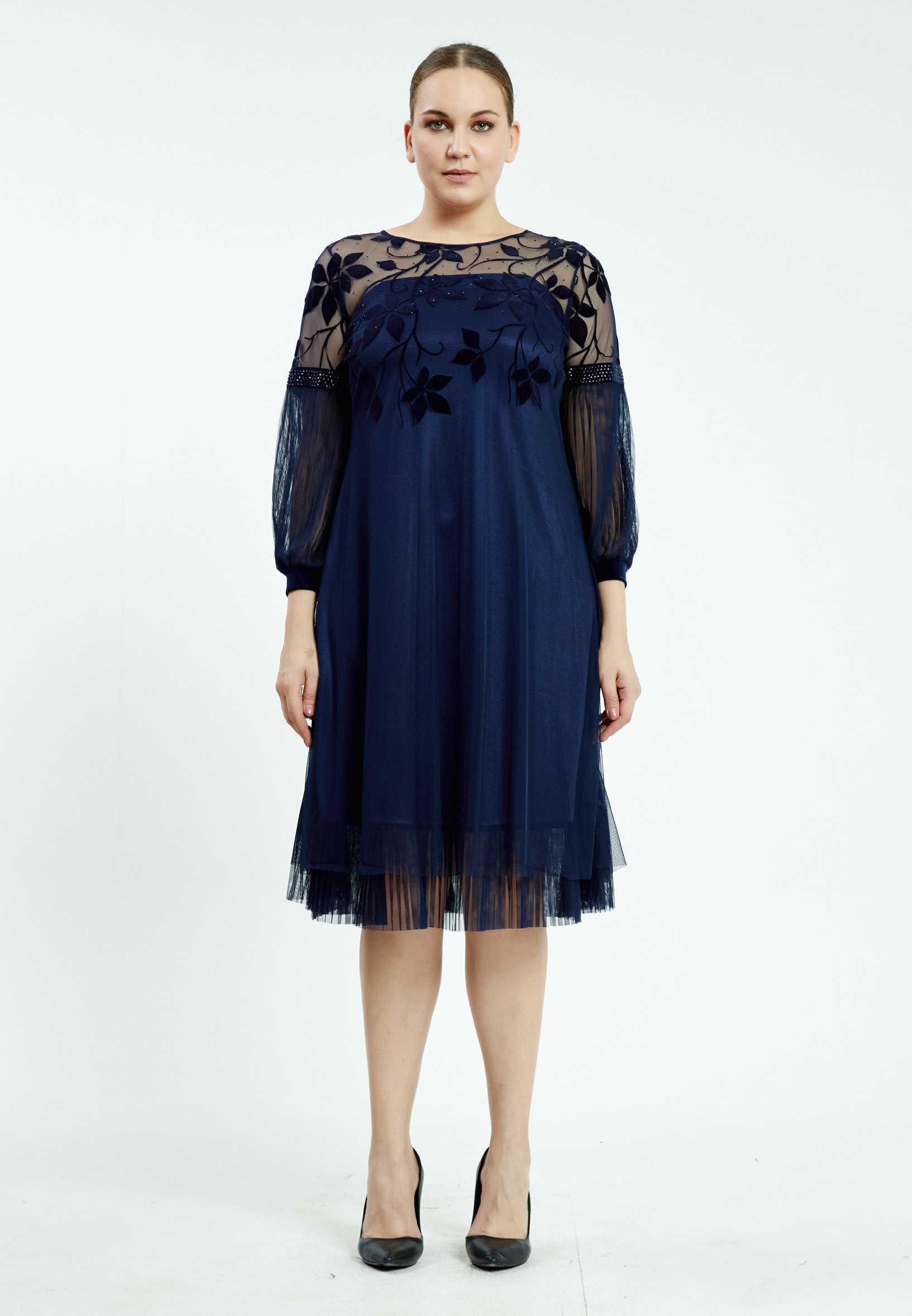 Mid-Length Midi Velvet A - Line Plus Size Casual Dress ayb19k9128