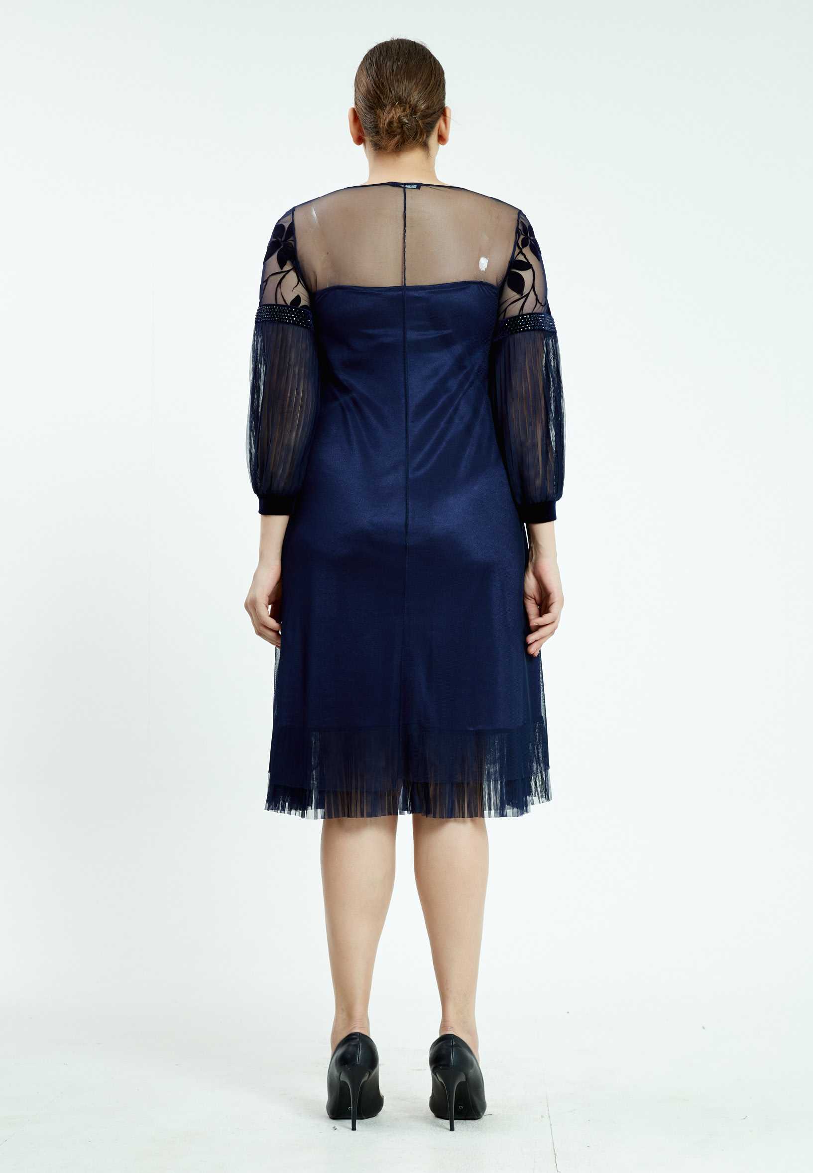 Mid-Length Midi Velvet A - Line Plus Size Casual Dress ayb19k9128 - Image 2