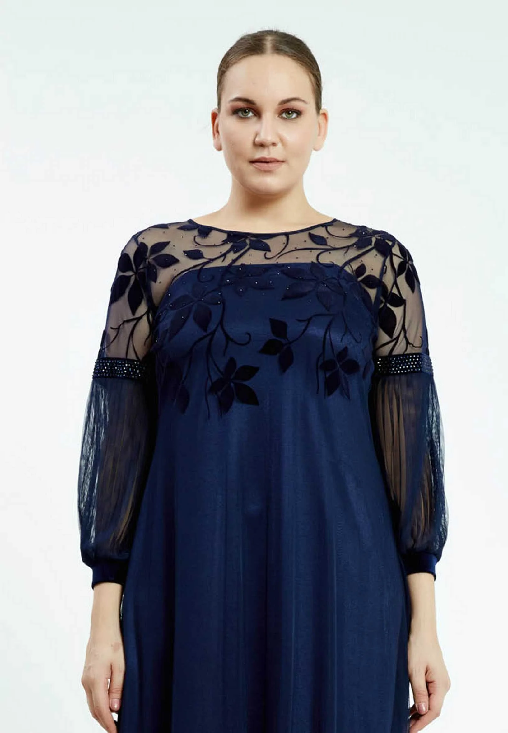 Mid-Length Midi Velvet A - Line Plus Size Casual Dress ayb19k9128 - Image 4
