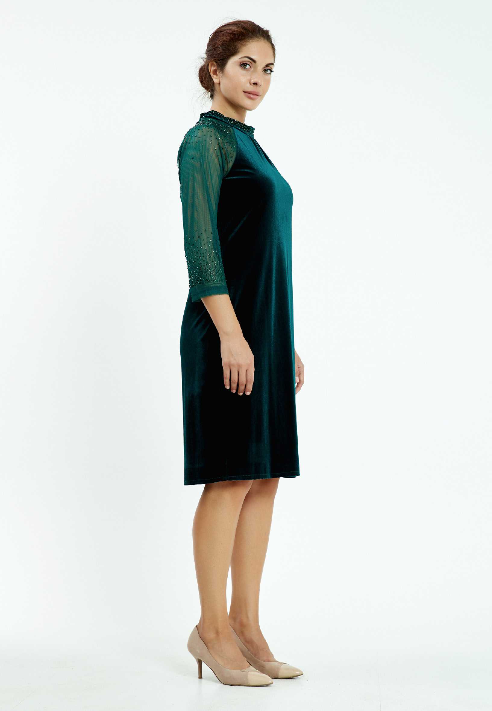 Mid-Length Midi Velvet Column Plus Size Casual Dress ayb18k6954 - Image 3