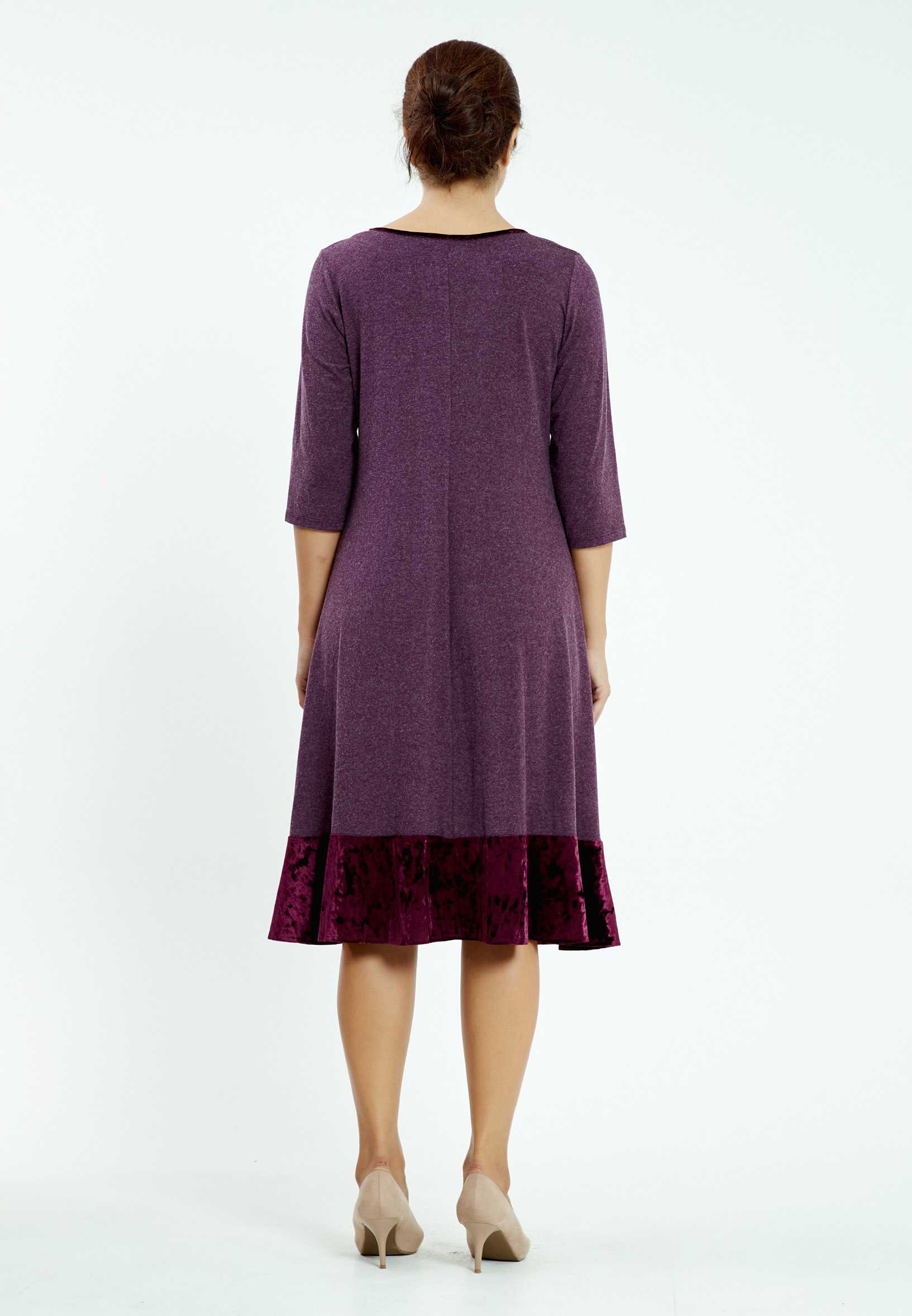 Mid-Length Midi Velvet Column Plus Size Casual Dress ayb19k8112 - Image 2