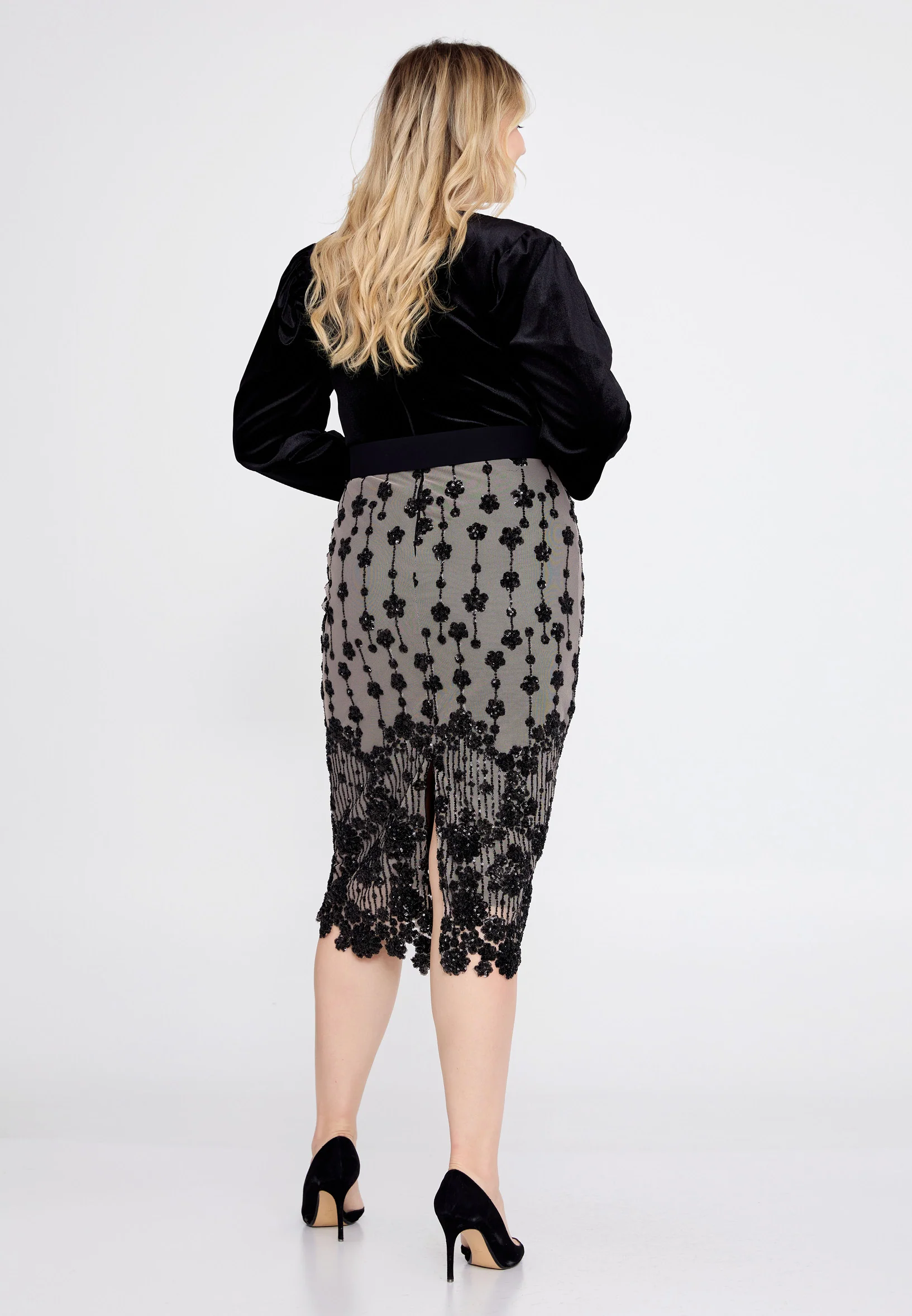 Mid-Length Midi Velvet Column Regular Evening Dress she7015-1cicekli - Image 2